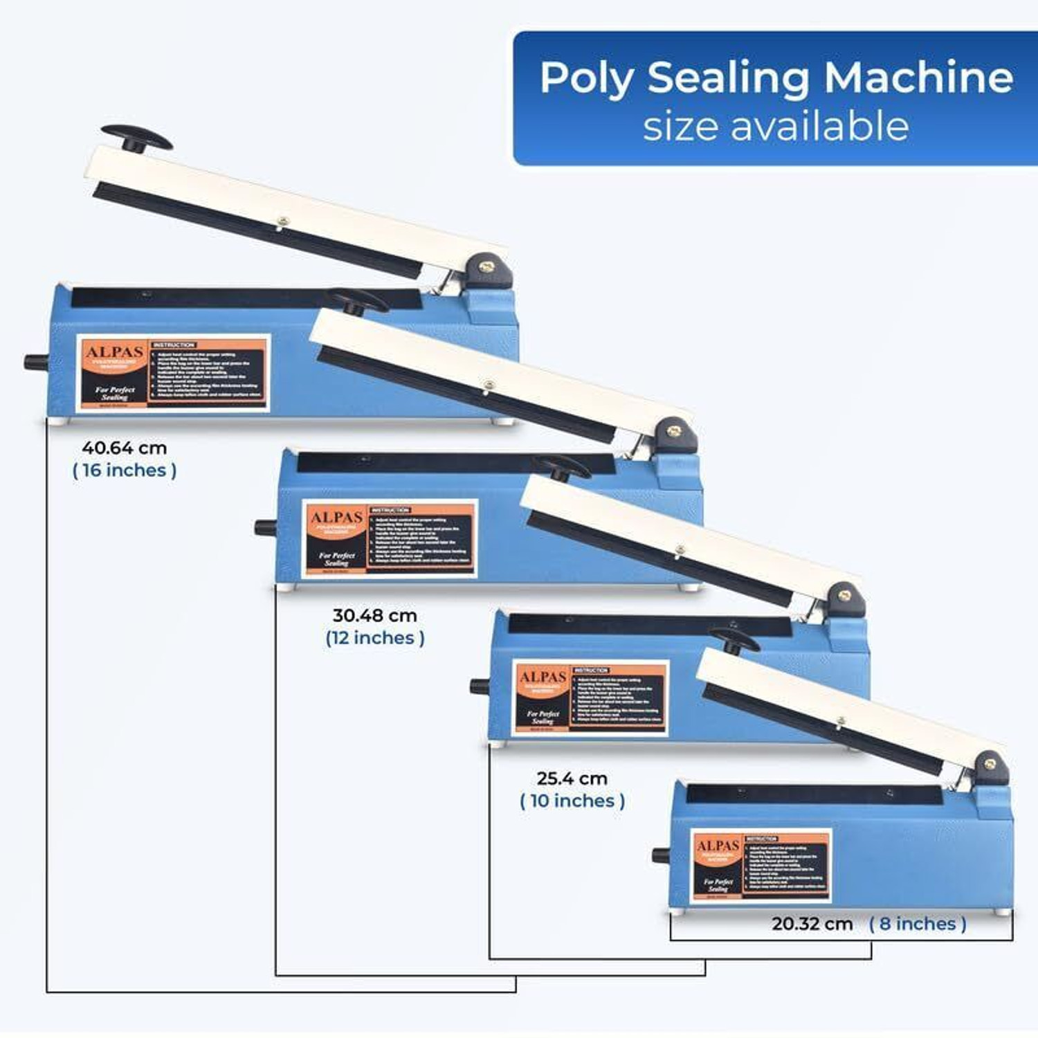 Image of Alpas 12 Inchs Poly Sealing Machine for Plastic Pouch & Food Bag Ideal All Packaging Hand Held Heat Sealer