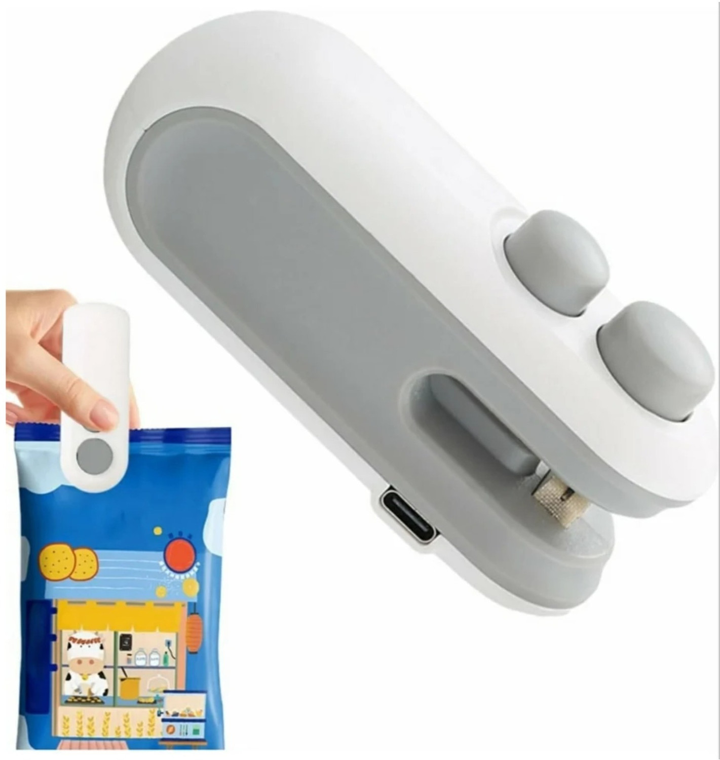 Image of vishesh Mini Sealer Machine, 2 in 1 USB Rechargeable Magnetic Heat Sealing & Cutting Hand Held Heat Sealer