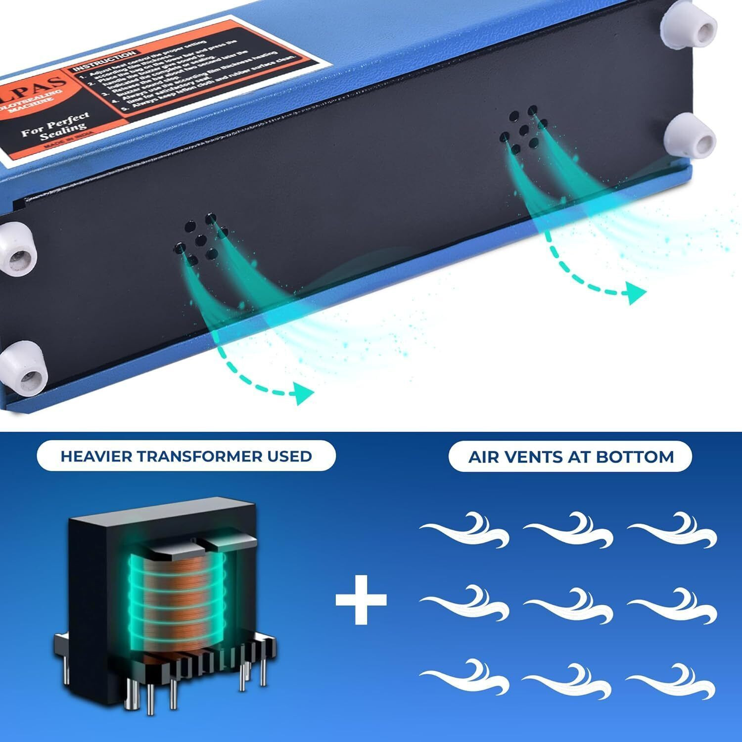 Image of Alpas 12 Inchs Poly Sealing Machine for Plastic Pouch & Food Bag Ideal All Packaging Hand Held Heat Sealer