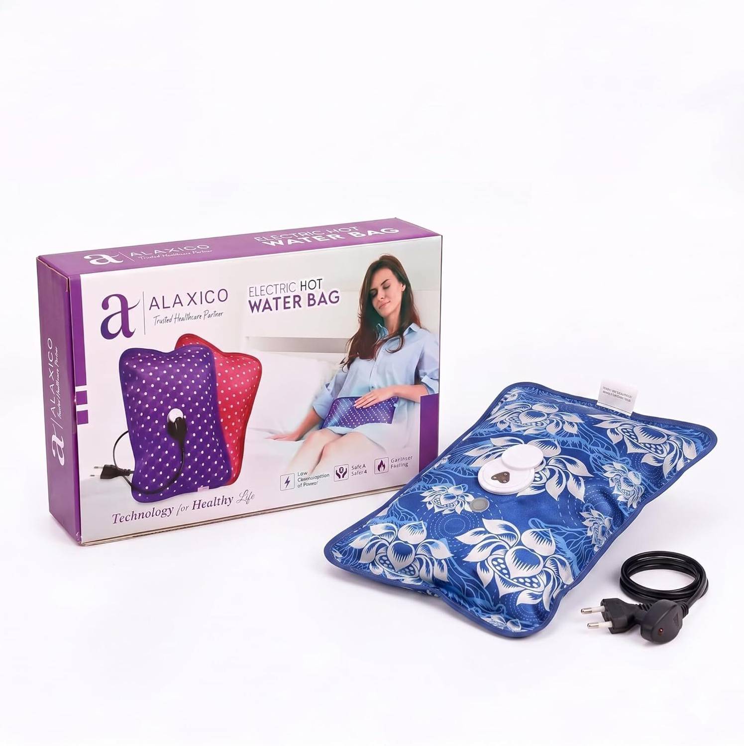 Alaxico Hot Water Bag for Periods | Electric hot water bag 1000 ML | Blue Heating Pad