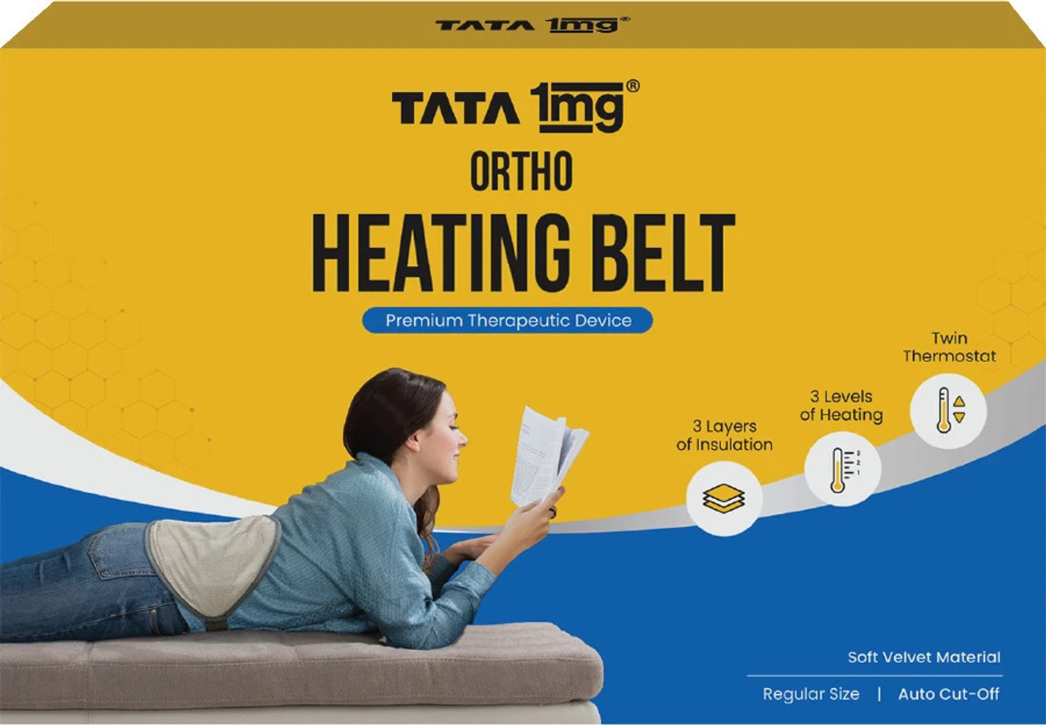 Image of TATA 1mg Electric Heating Belt for Pain Relief & Period Cramps | 2 Thermostat | Regular Heating Pad