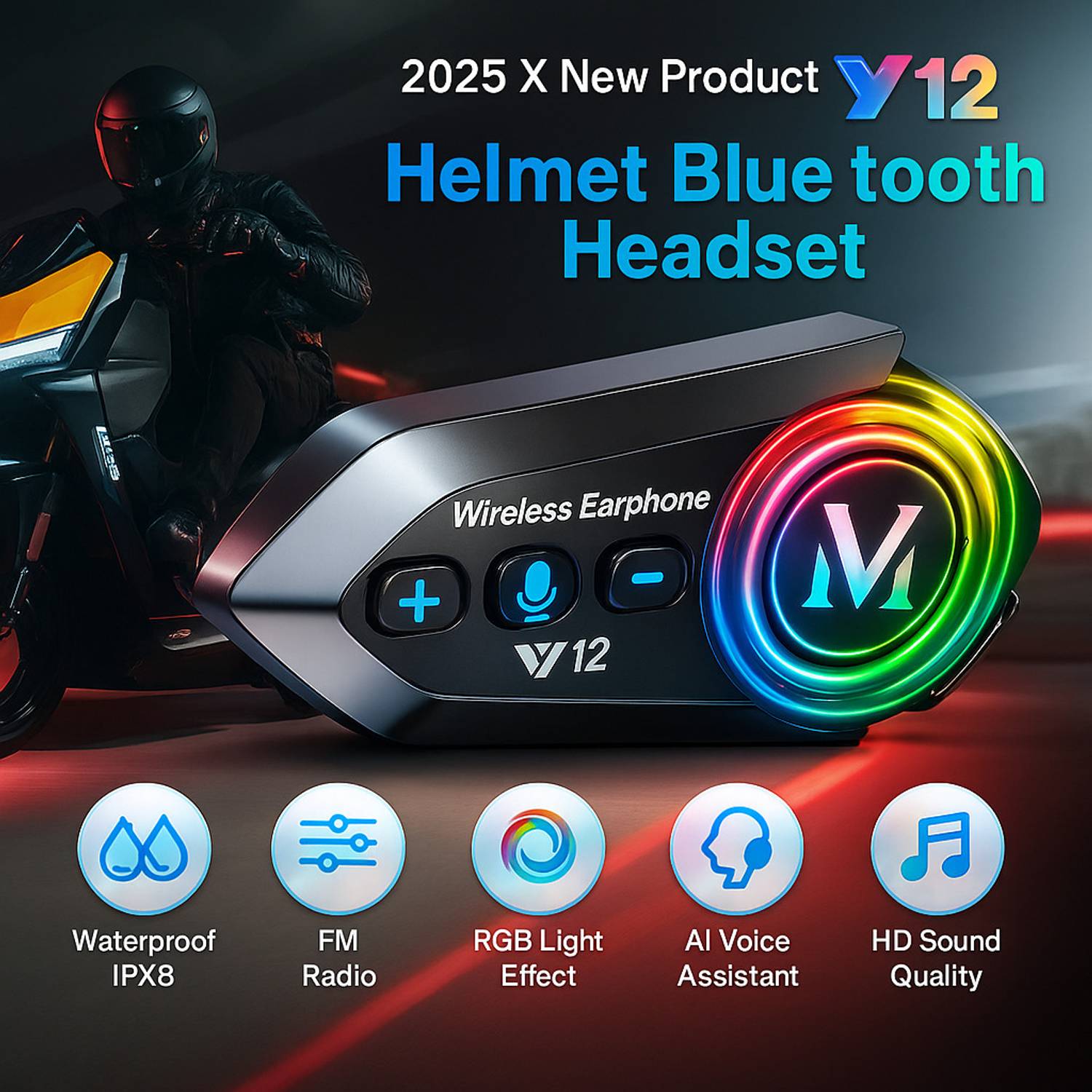 Fire Turtle Y12 Bluetooth Helmet Headset - Image 3