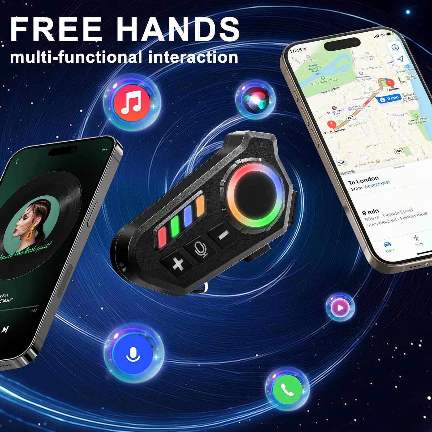 Image of FITRIC K06 SMART HELMET WIRELESS BLUETOOTH EARPHONE HANDSET Helmet bluetooth device with Earphone, Hands Free Calling, Microphone