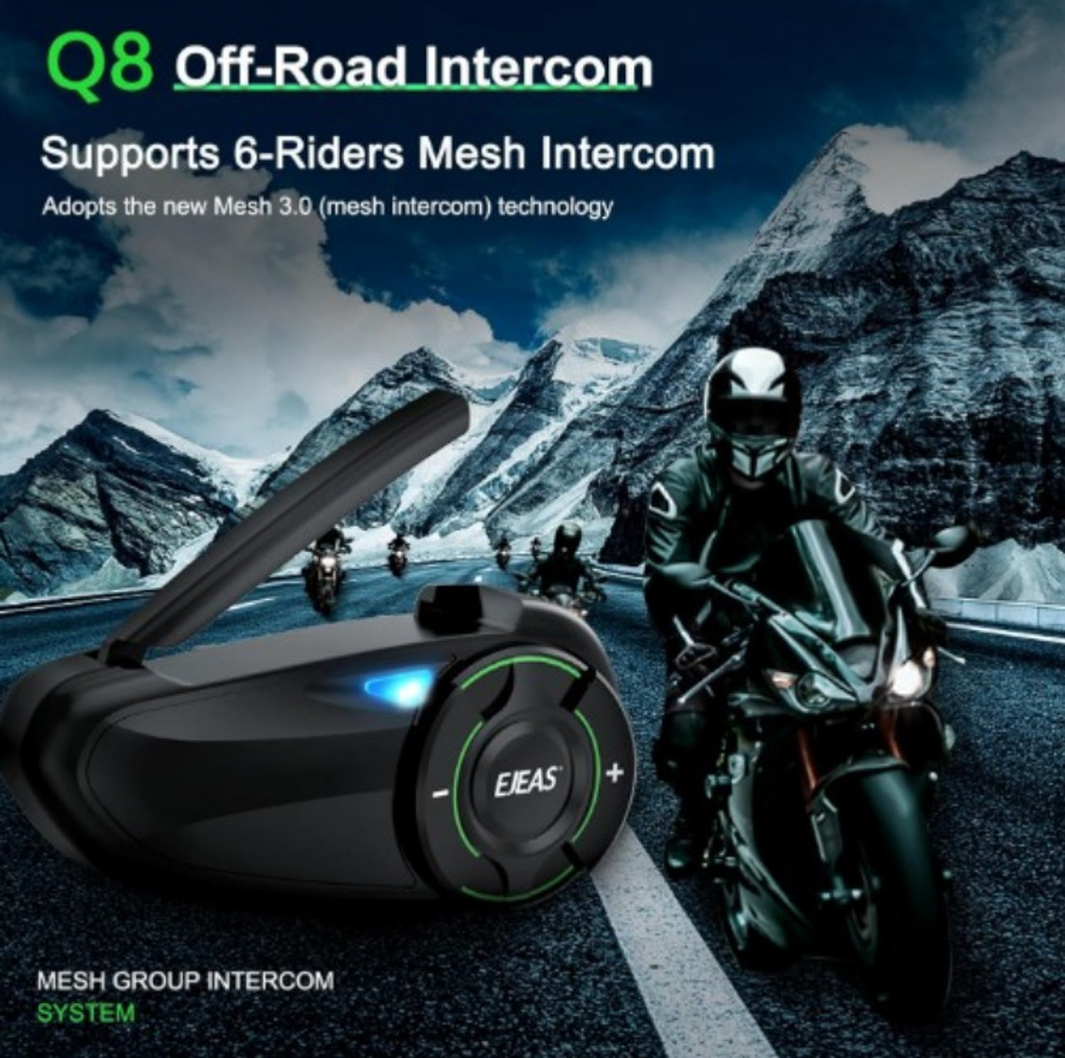 Image of hbd HELMET INTERCOM Q 8 Helmet bluetooth device with Hands Free Calling