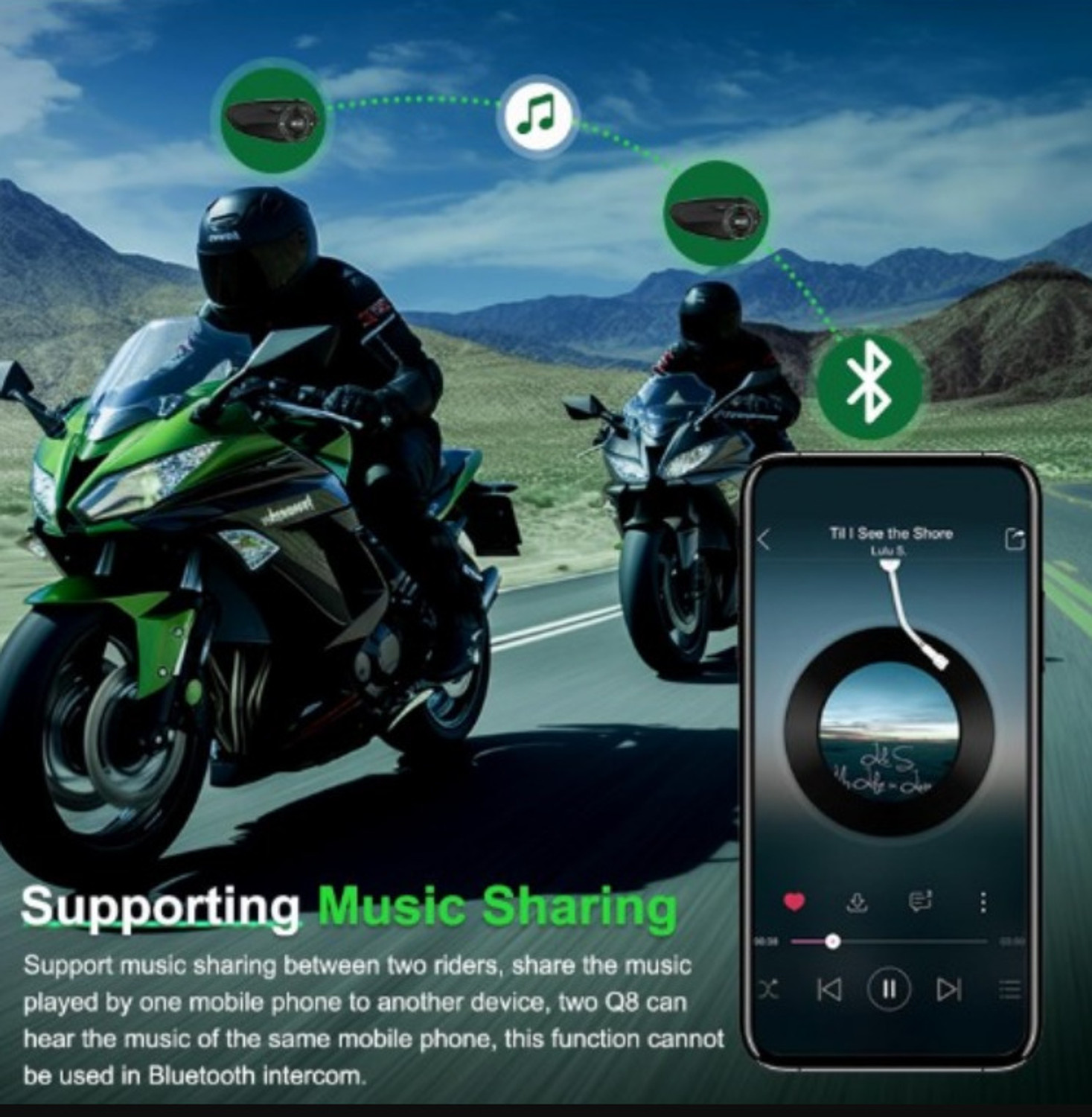 Image of hbd HELMET INTERCOM Q 8 Helmet bluetooth device with Hands Free Calling