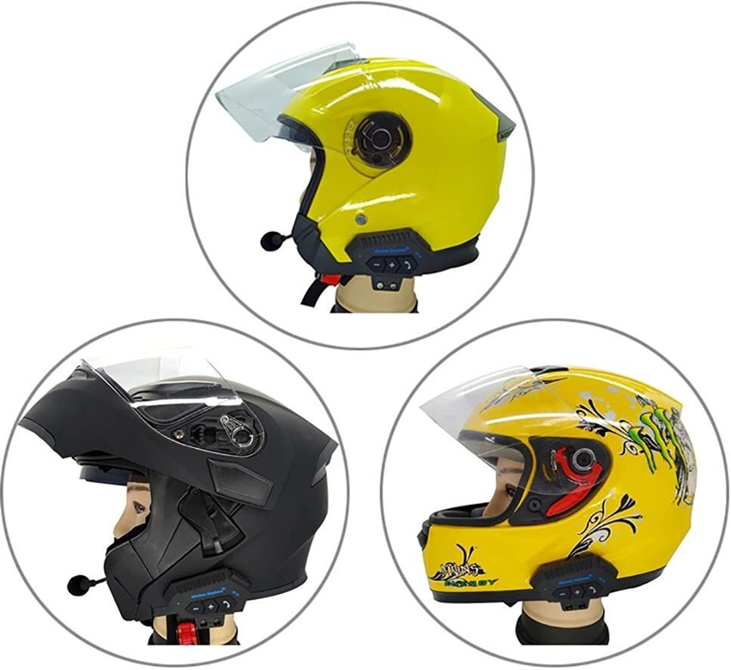 Image of Voltegic Bluetooth Helmet Intercom Headset with Hands-Free Calling & Music Playback Smart Headphones (Wireless)