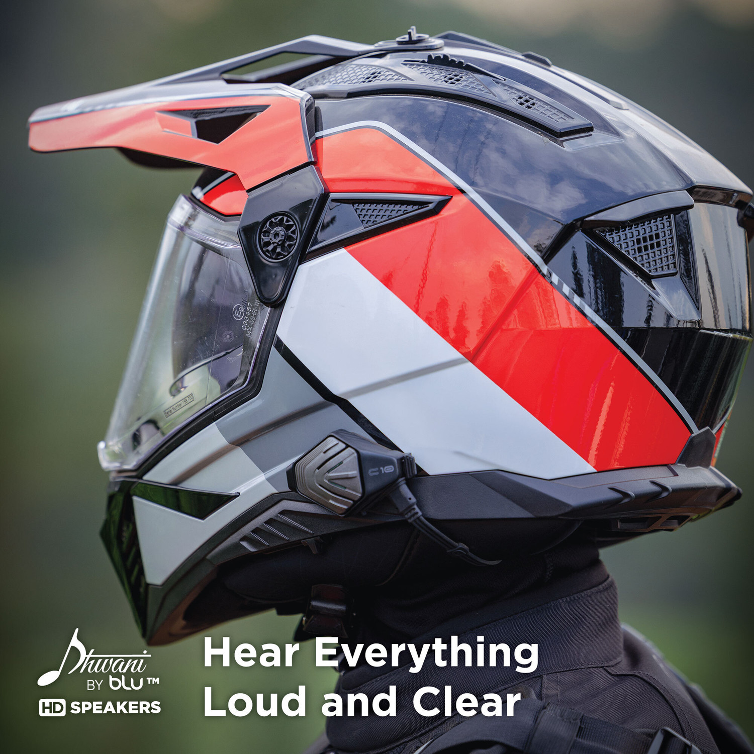 Image of Bluarmor C10 Helmet bluetooth device with ANC, GPS Navigation, Hands Free Calling, Integrated Speakers, Microphone
