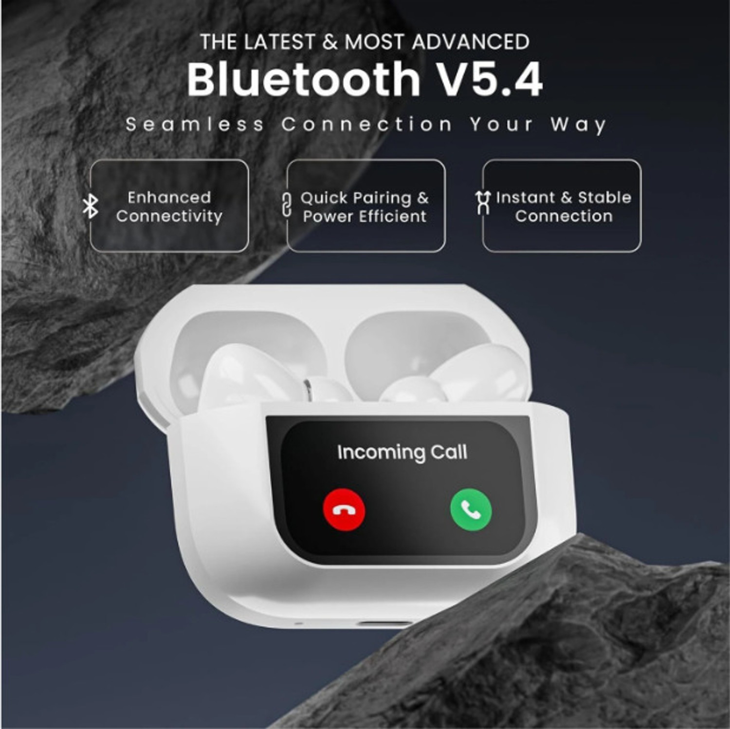 Image of jai kankai Display Touch screen Earbuds with 48 hour Playtime Bluetooth Headset Helmet bluetooth device with ANC