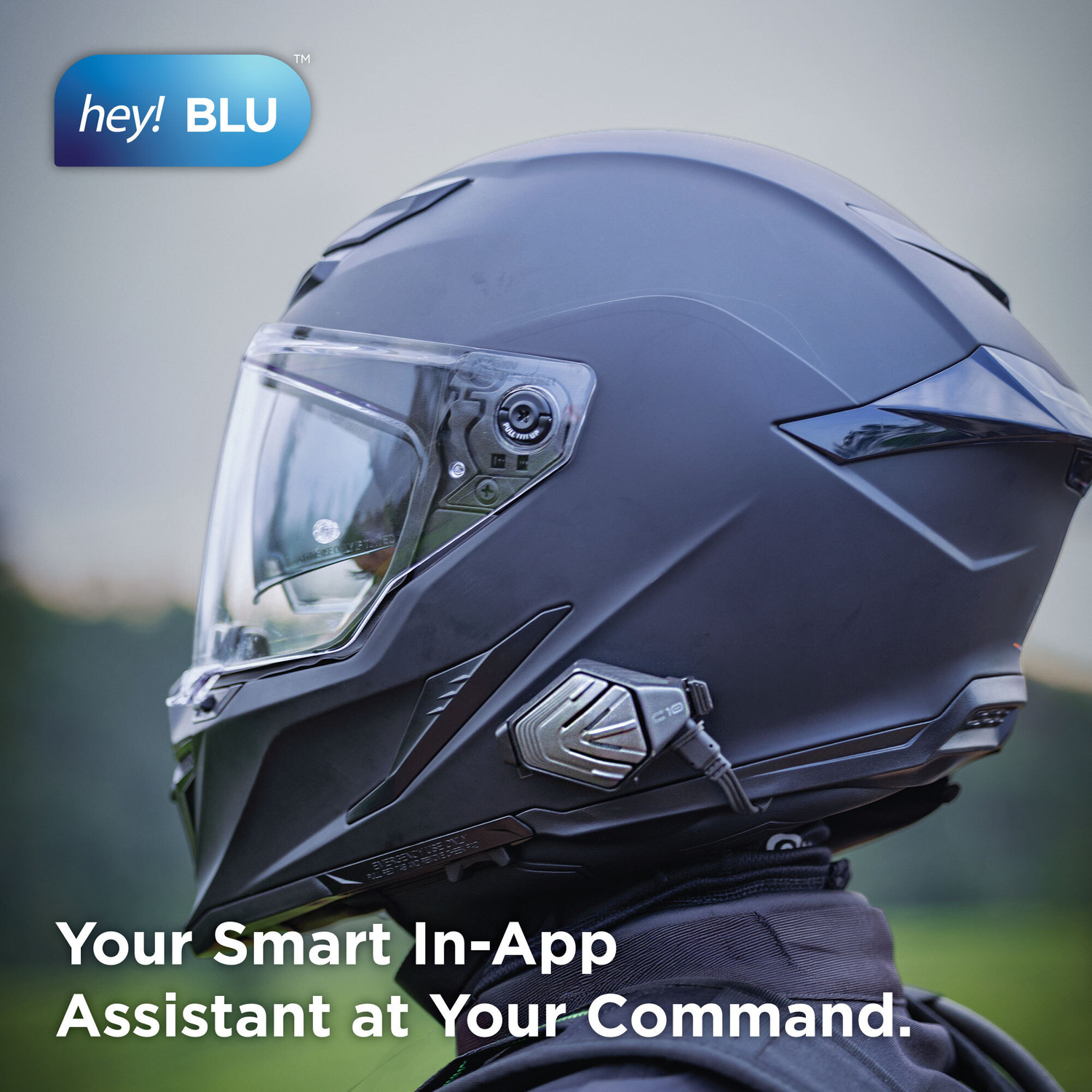 Image of Bluarmor C10 Helmet bluetooth device with ANC, GPS Navigation, Hands Free Calling, Integrated Speakers, Microphone