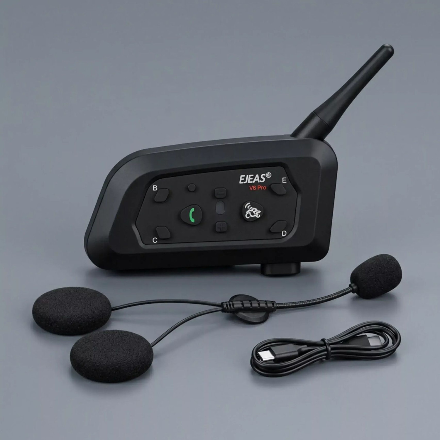Image of Ejeas Ejeas Vnetphone original V6 pro + Bluetooth Intercom /Headset With Interphone with C type Charging Helmet bluetooth device with ANC, Earphone, Hands Free Calling, Microphone, Voice Assist