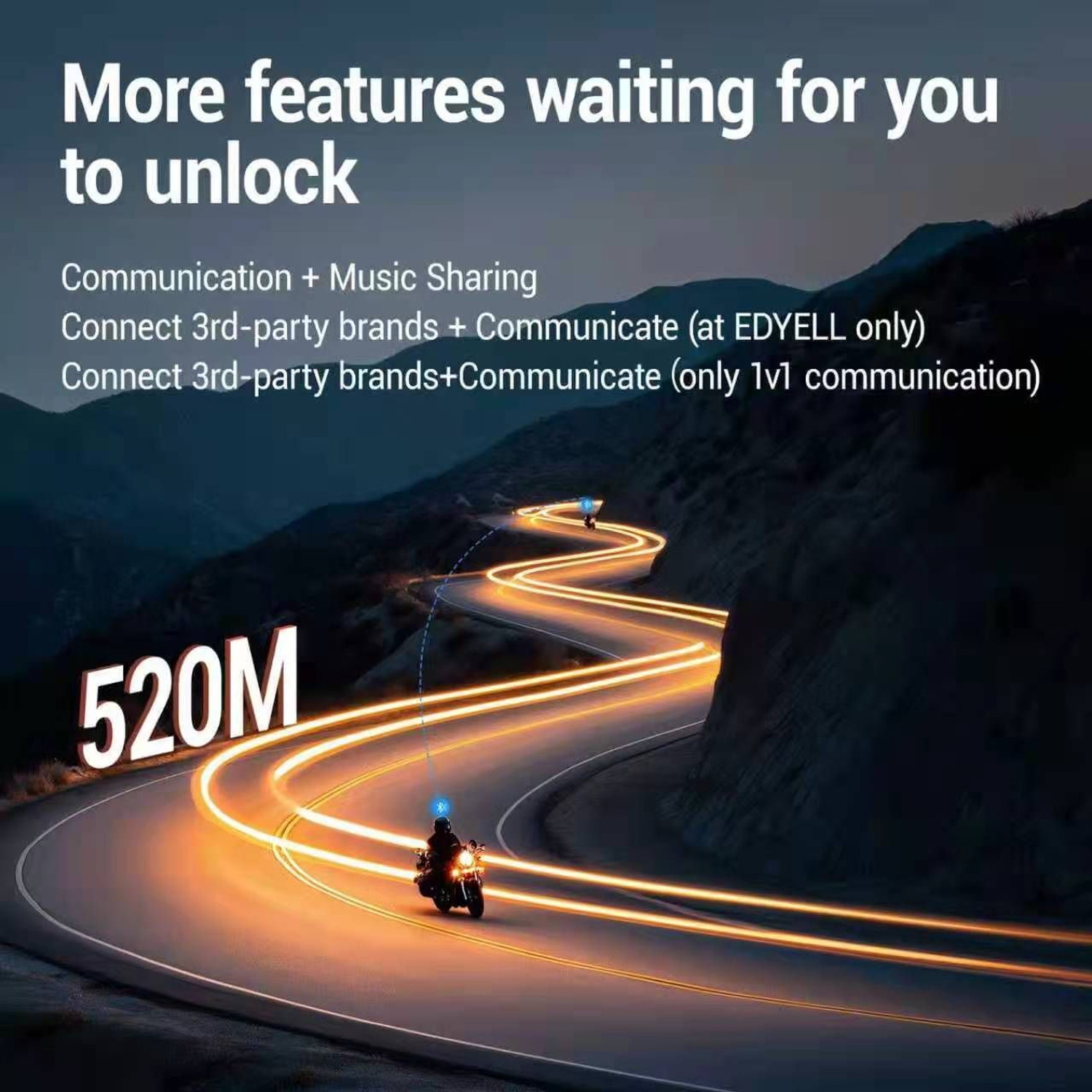 Image of Edyell C2 Motorcycle Helmet Bluetooth with HiFi Sound, Group Communication System Helmet bluetooth device with Microphone, Hands Free Calling, Earphone