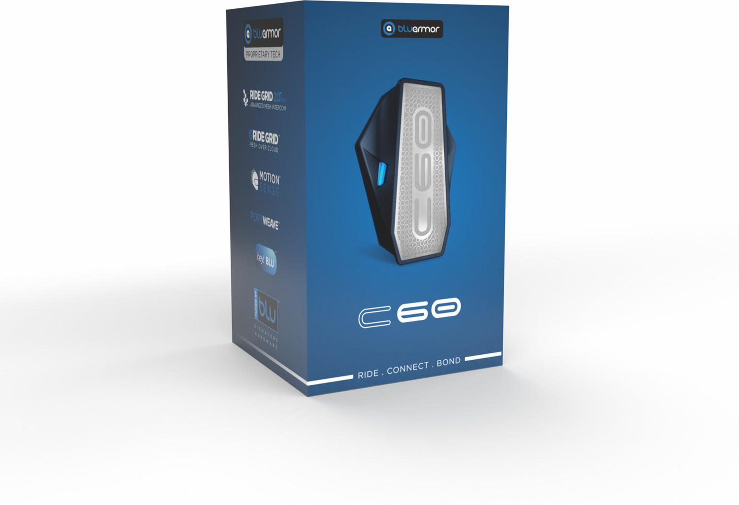 Image of Bluarmor C60 Helmet bluetooth device with ANC, Collision Warnings, Crash Detection, Earphone, GPS Navigation, Hands Free Calling, Integrated Speakers, Microphone, Motion and Impact Sensors, Voice Assist (1200 m 16 hr)