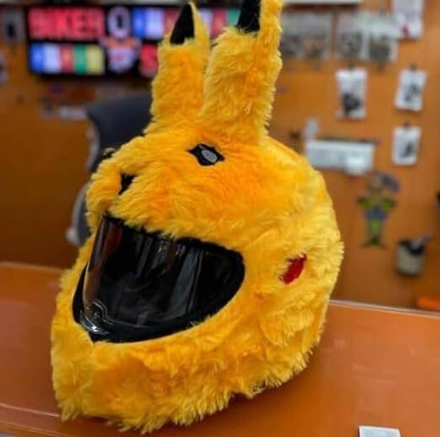 KSD Pikachu Yellow Motorcycle Helmet Cover - Image 1