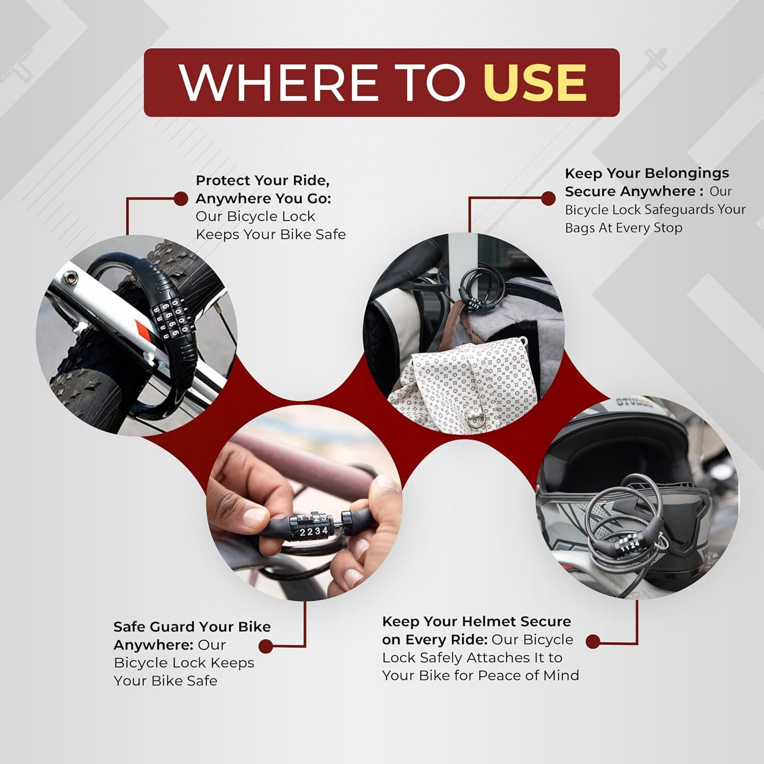 Image of XpertRider Steel Cable Lock For Helmet