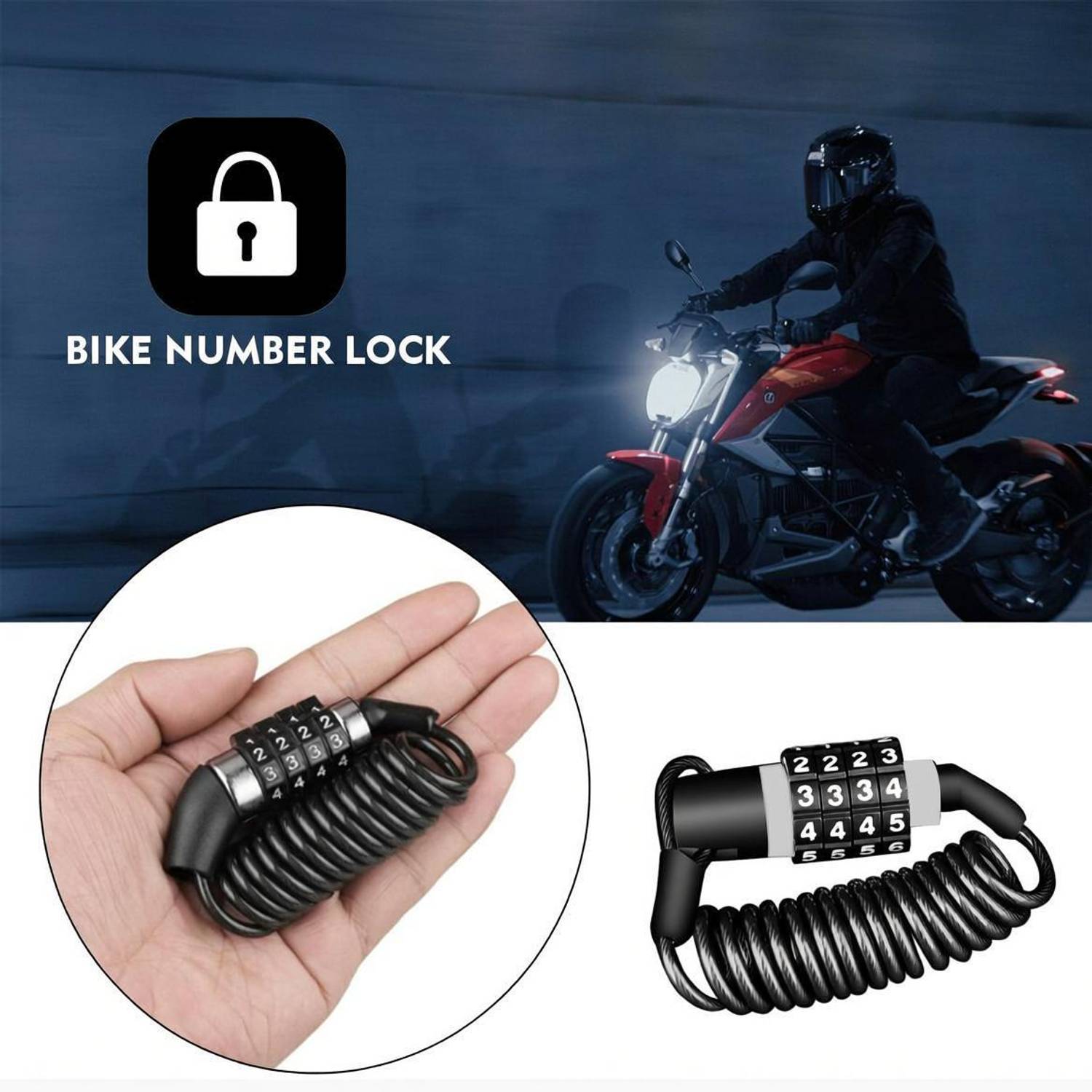 ASRYD Stainless Steel Combination Lock For Helmet