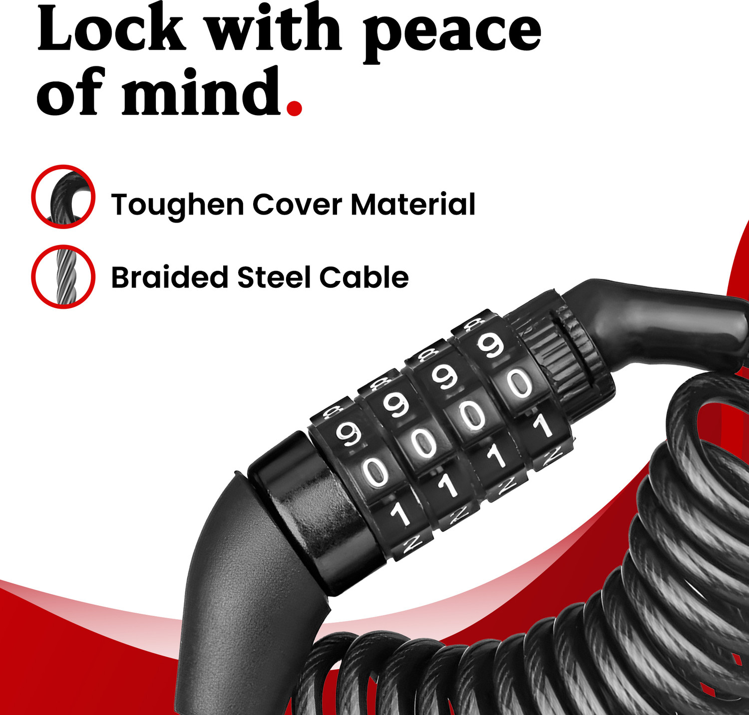 Image of AUTOGUYS Stainless Steel Combination Lock For Helmet