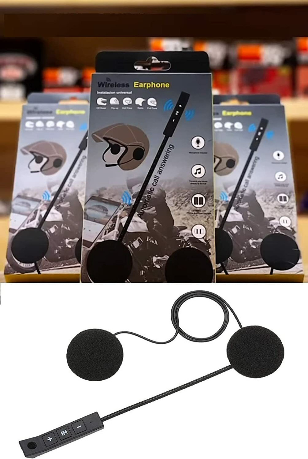 Image of SPEED-O'MOTIVE BSDDP Wireless Bluetooth For Helmet Over The Ear Headset With Mic (Black) Helmet Mount