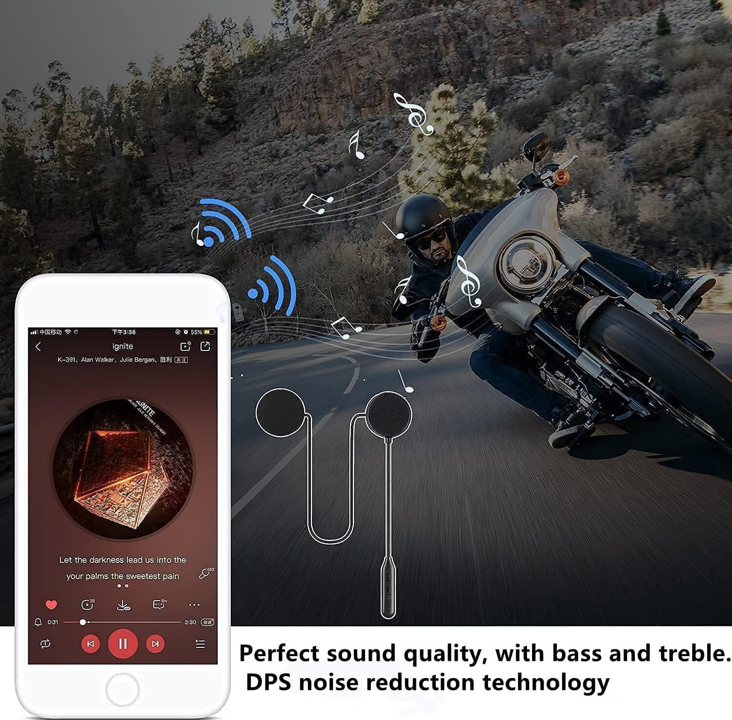 Image of Hybrid Motors Helmet Bluetooth,Waterproof Hands Free,Music Call Control,Automatic answering Helmet Mount