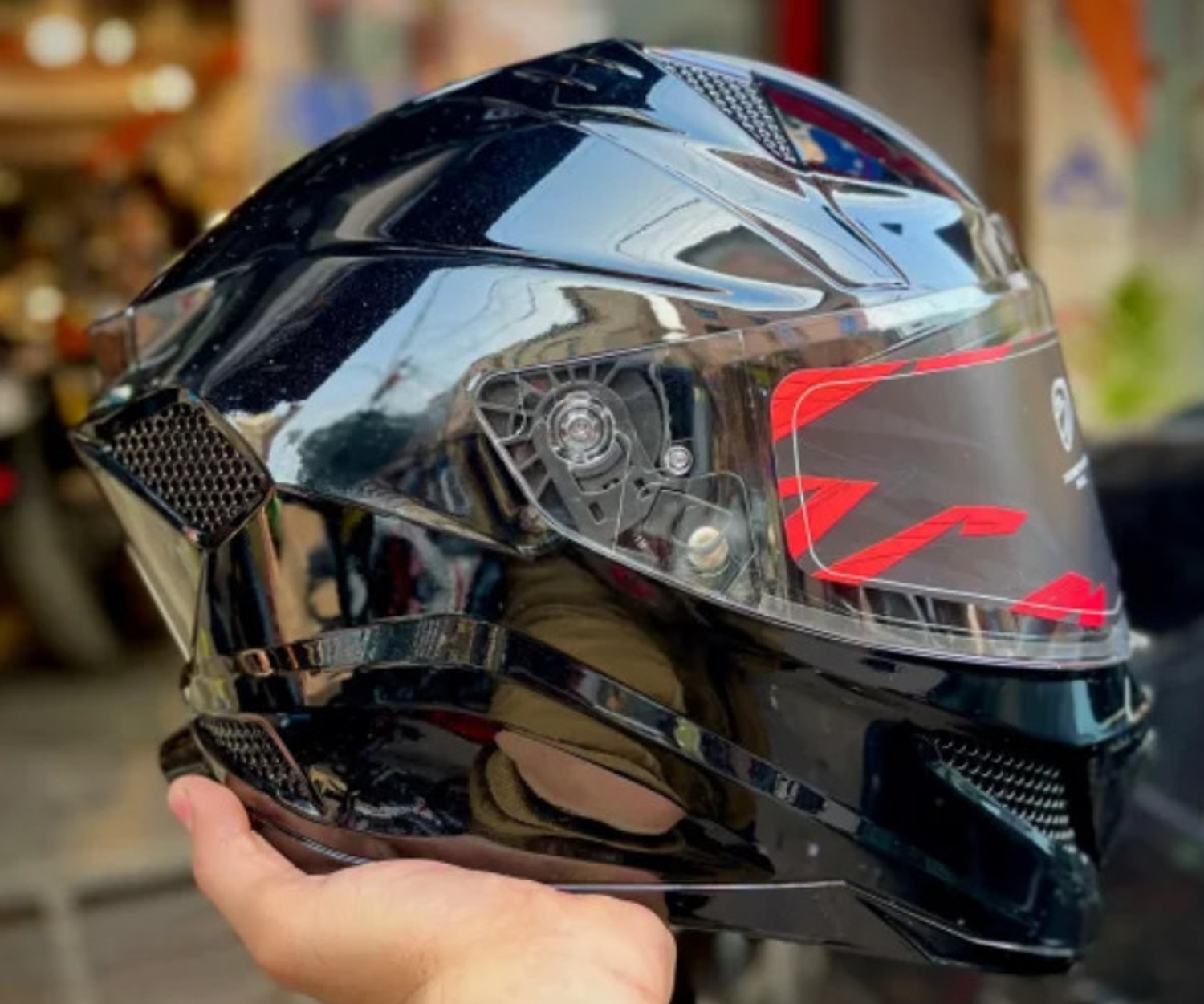 Image of Steelbird Air SBH-25 Sharp Glossy Black Full Face ISI Certified 580mm Medium Motorsports Helmet