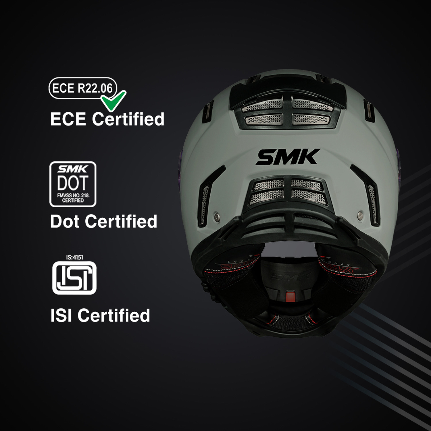 Image of SMK AGNAR SOLID ISI, DOT & ECE 06 Certified Helmet with Dual Visor Motorbike Helmet