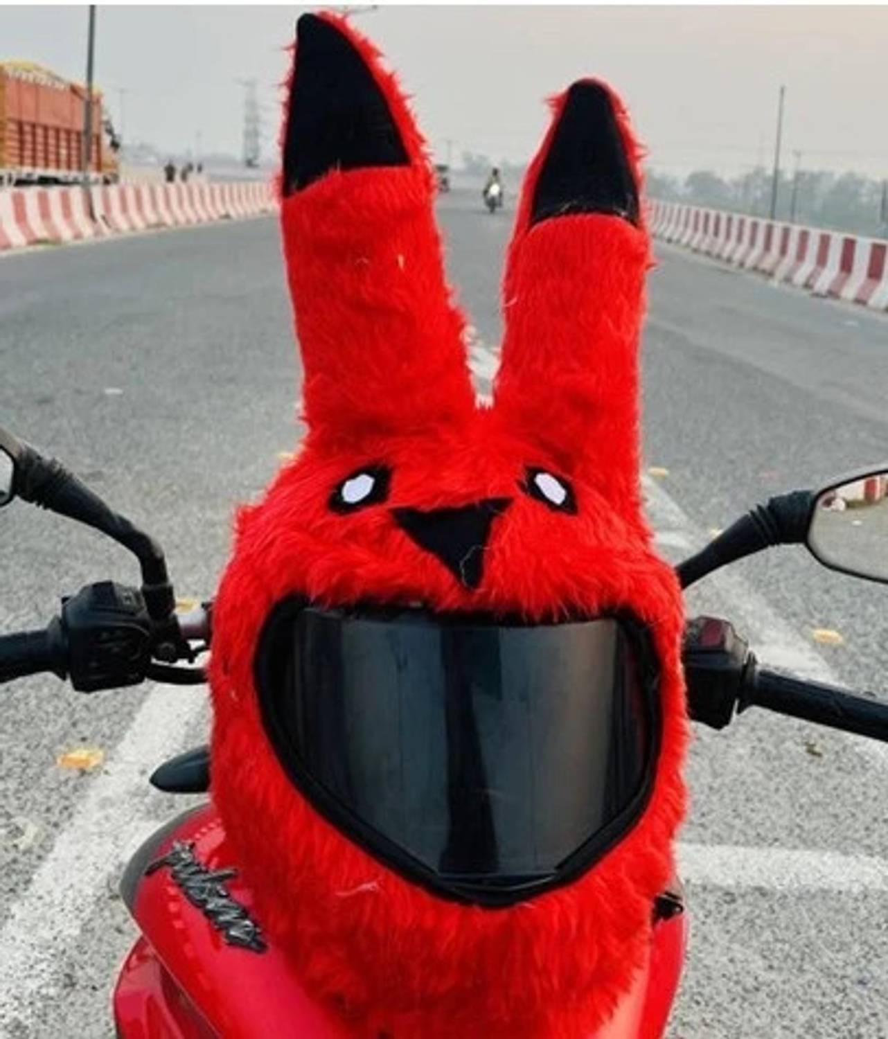 BestLook Red Pikachu Style Bunny Helmet Cover For Full Face Helmet Motorbike Helmet (Red Motorbike Helmet