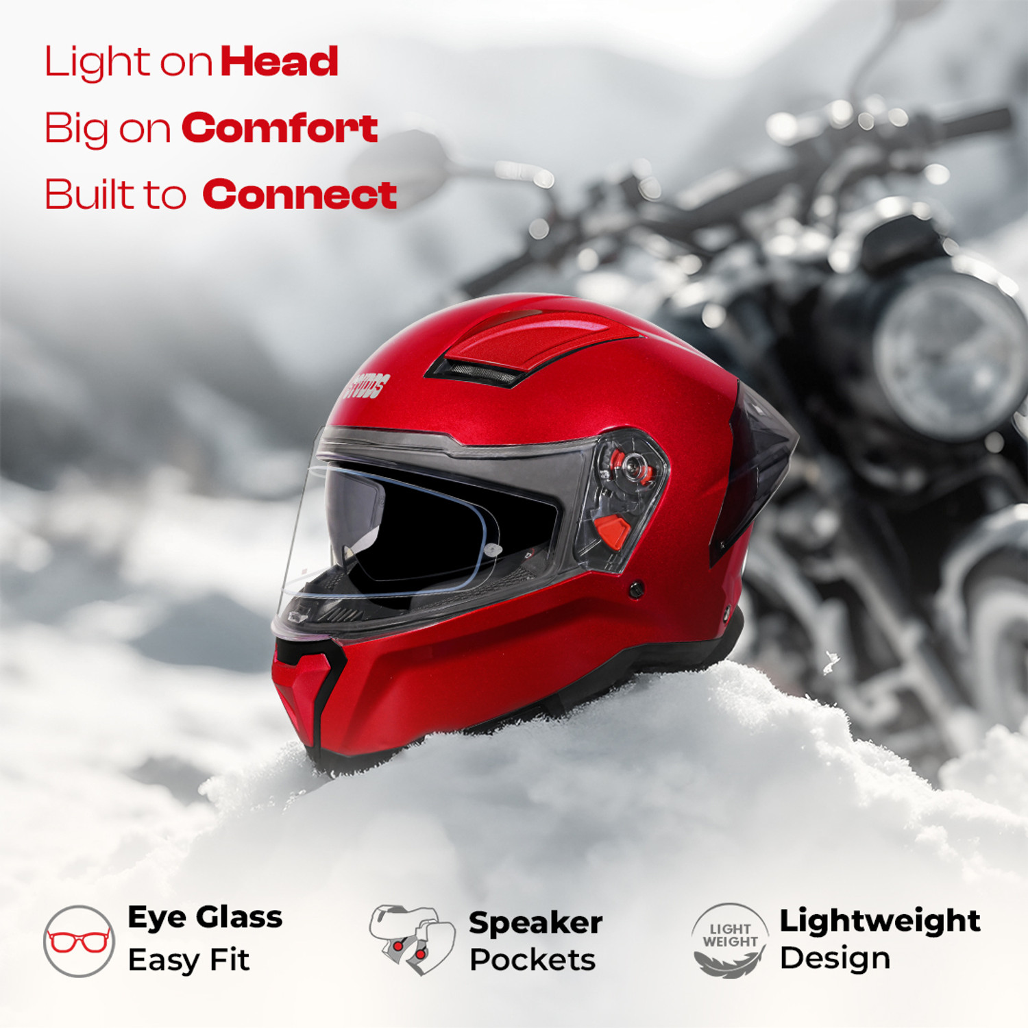 Image of STUDDS Helios Full Face ISI and DOT Certified Helmet with Antifog 100 Lens Motorbike Helmet