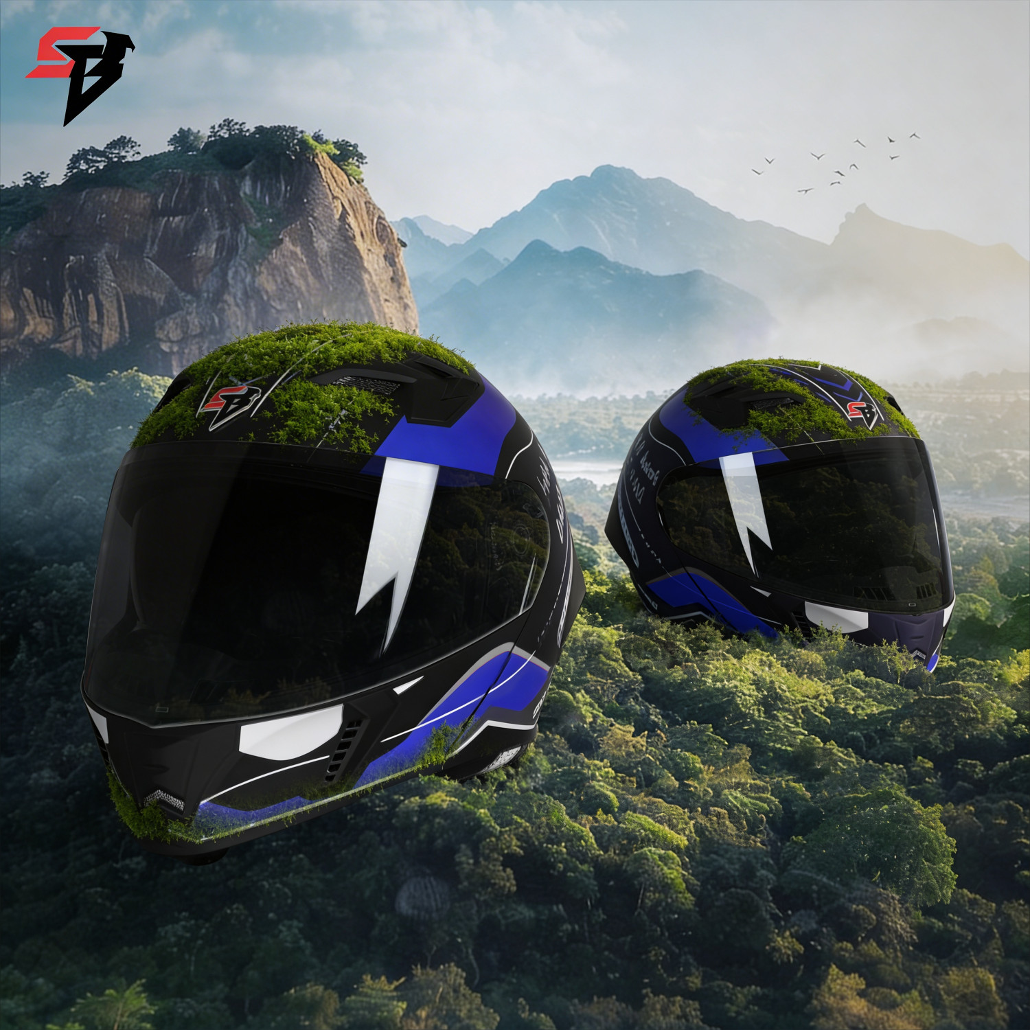 Image of Steelbird SBA-20 Born To Ride DOT and ISI Certified Flip-Up Graphic Helmet for Men Motorbike Helmet