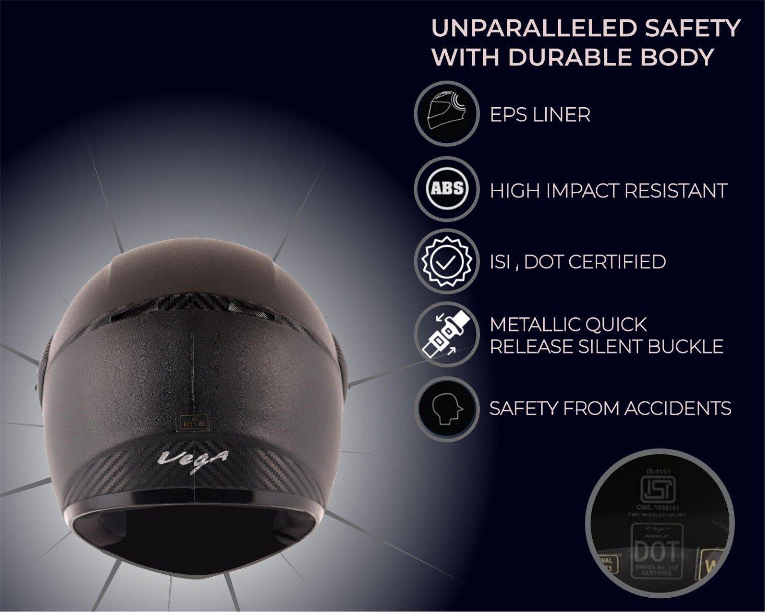 VEGA Cliff Motorbike Helmet Black - Image 3