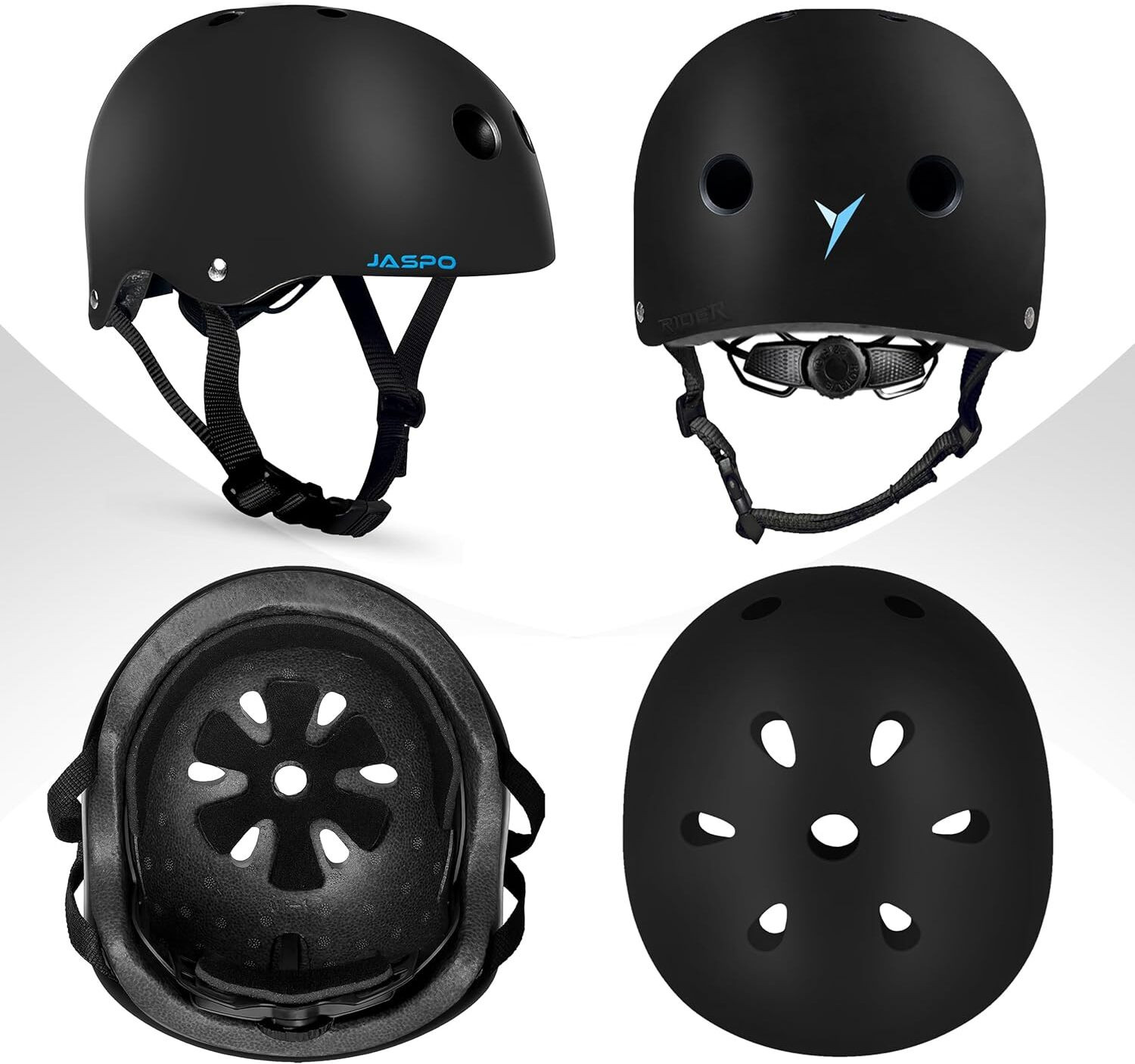 Image of Jaspo Vault Adjustable Helmet, ABS Shell Black EPS Foam, Dial Adjuster, Lightweight Skating Helmet