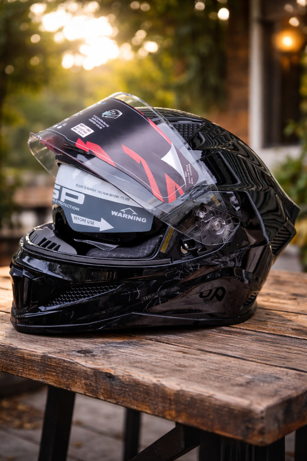 Image of Steelbird Air SBH-25 ISS Sharp Glossy Black Full Face ISI Certified 600mm Large Motorsports Helmet