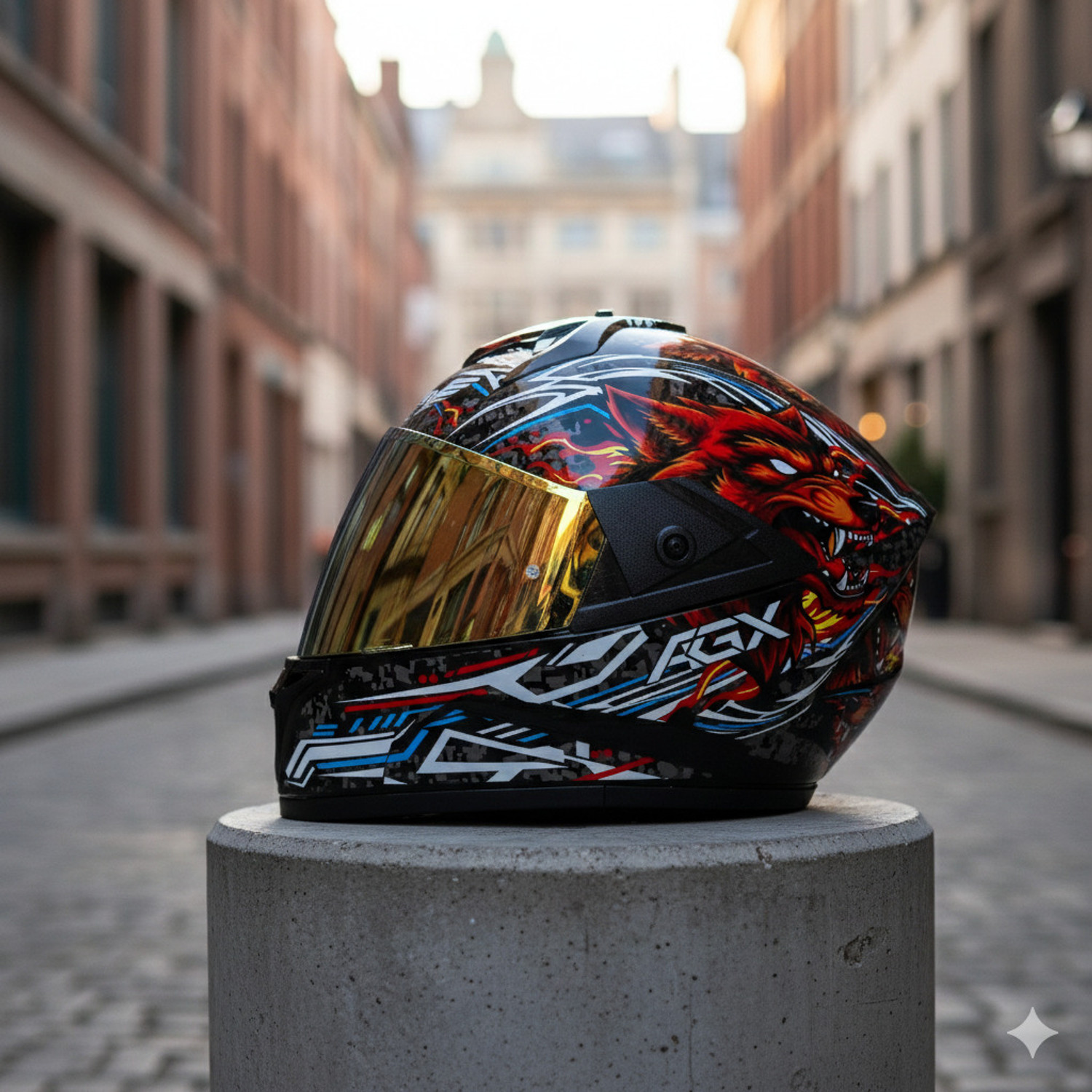Image of Agx Fighter HD Graphics, ABS Material, Unisex with Unbreakable Visor Motorbike Helmet