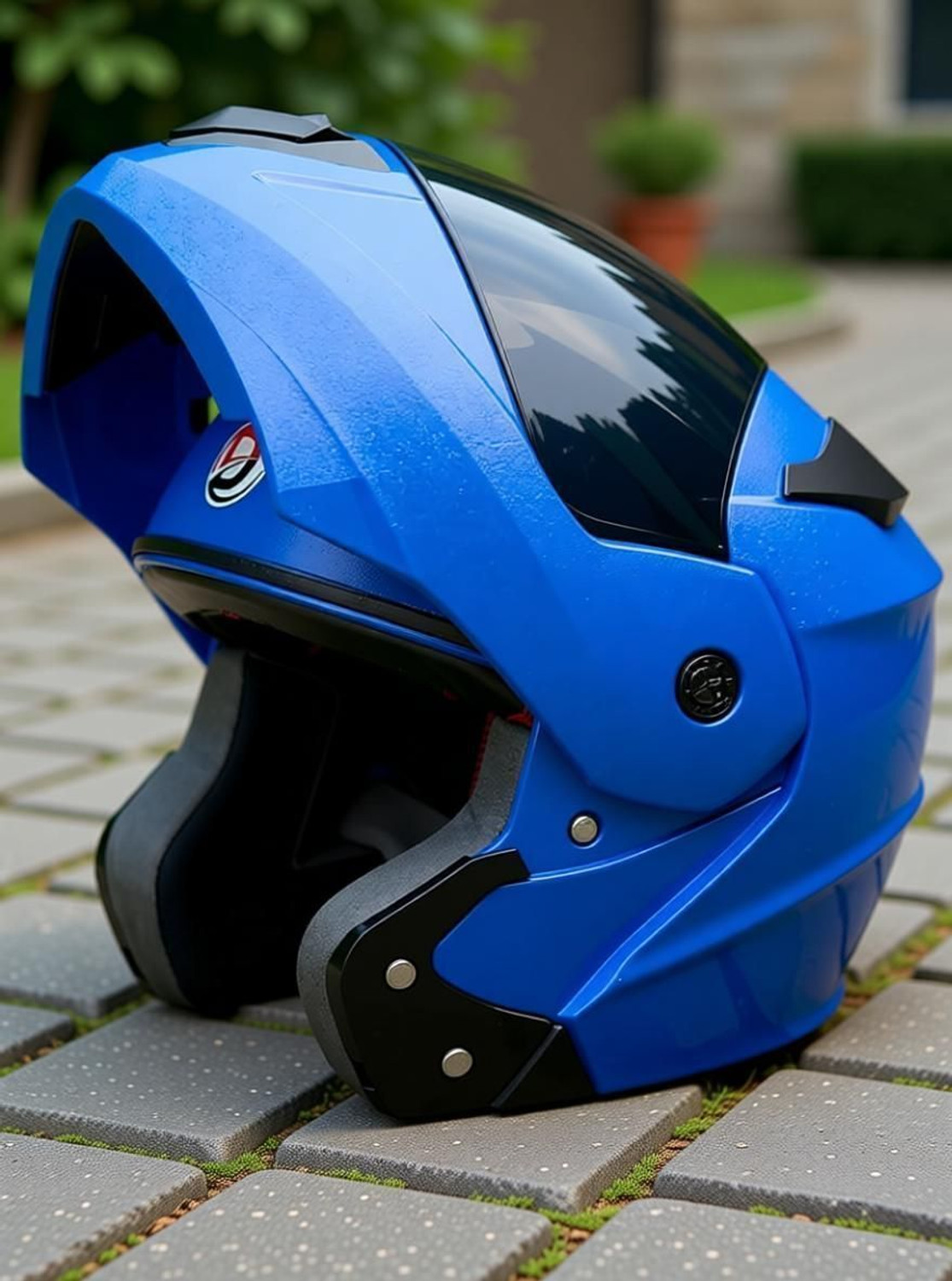 Image of RACING Deletion Flipup ISI with Polycarbonate Visor Motorbike Helmet (Blue)
