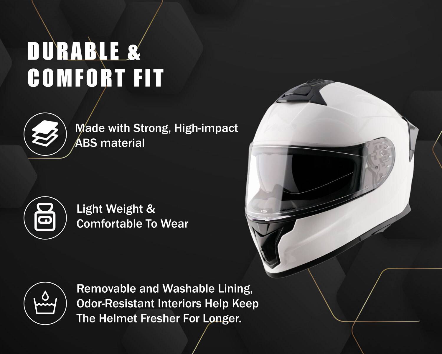 VEGA Zap D/V Motorbike Helmet White - Image 2