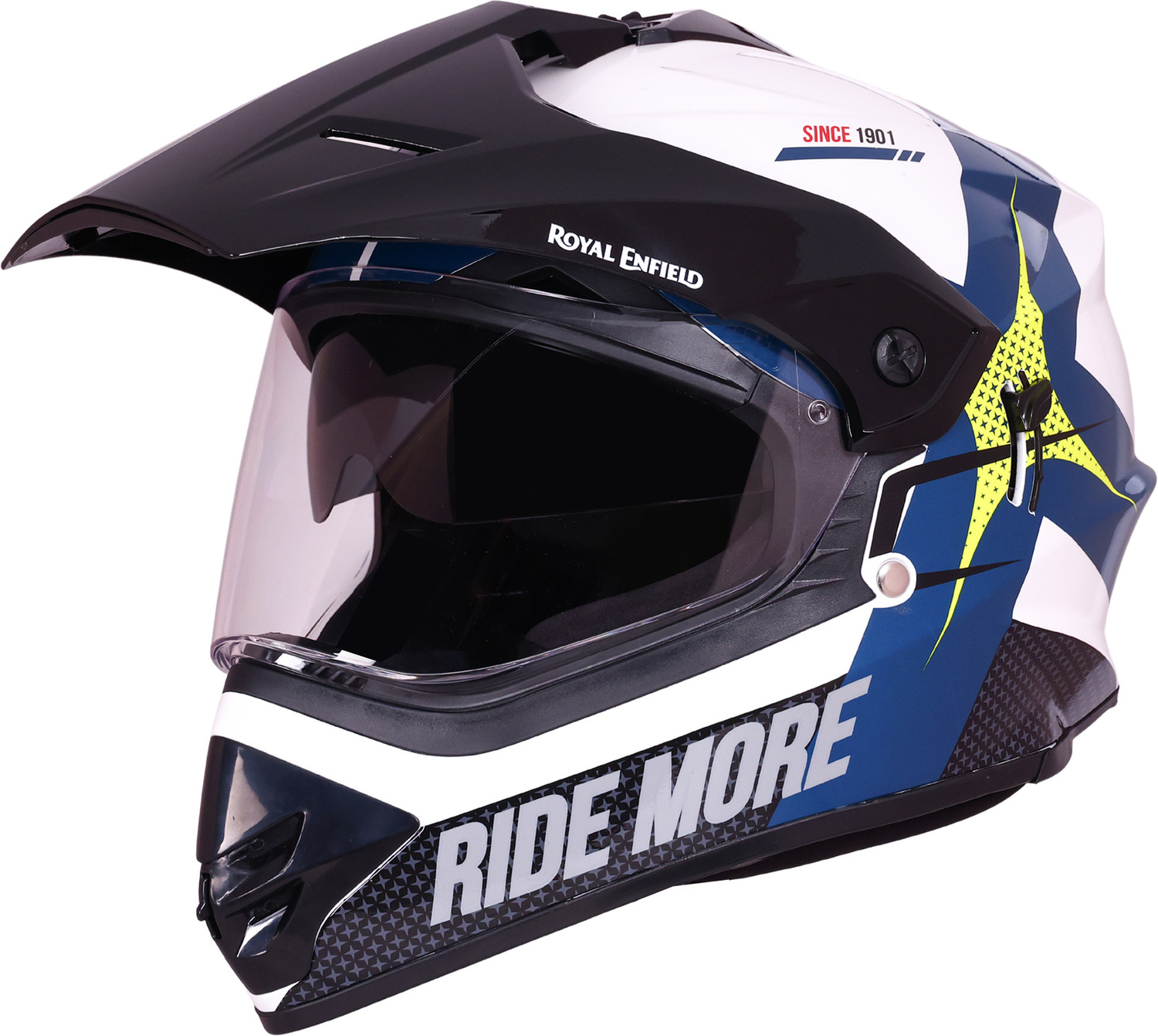 Image of ROYAL ENFIELD Throttle Kinetic Dual Sport Helmet with Graphics | ISI & DOT | For Men & Women Motorbike Helmet