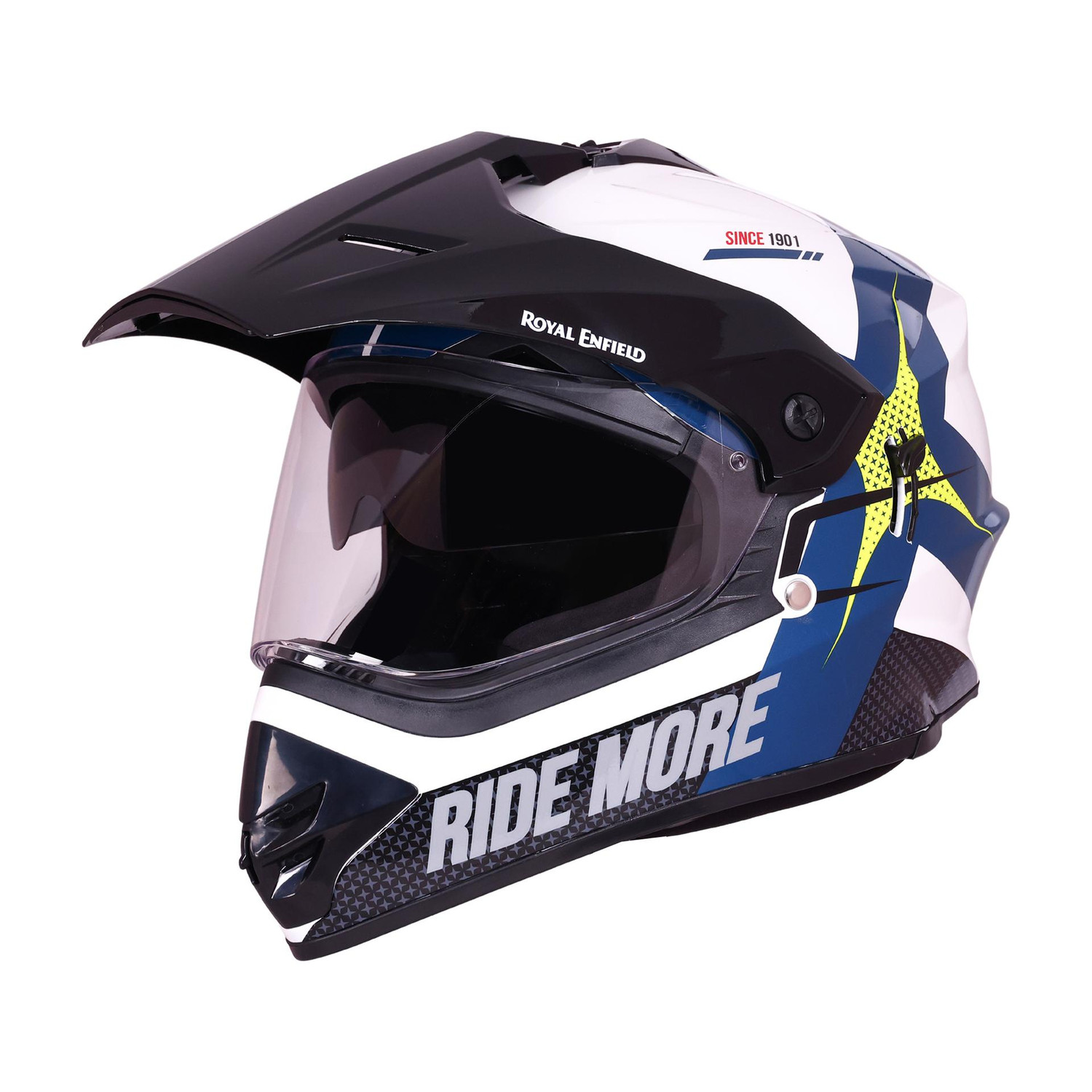 Image of ROYAL ENFIELD Throttle Kinetic Dual Sport Helmet with Graphics | ISI & DOT | For Men & Women Motorbike Helmet