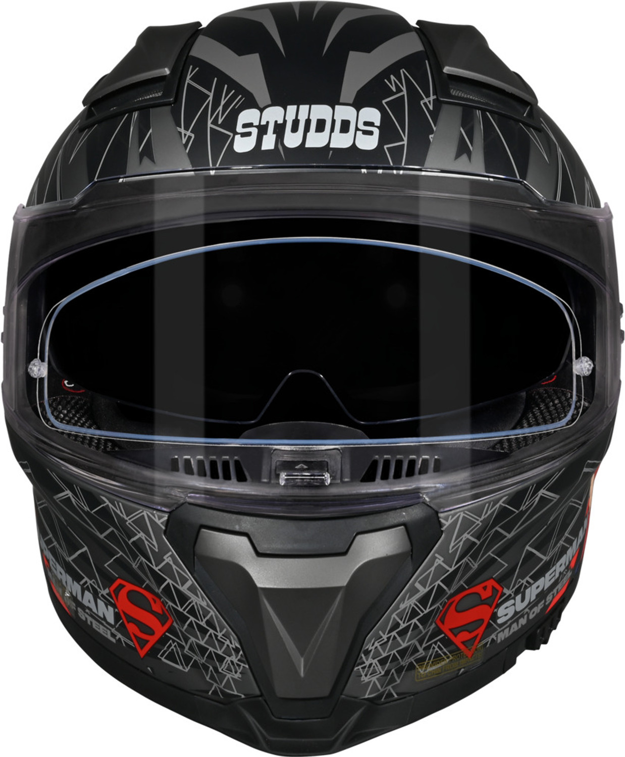 Image of STUDDS Helios Superman Edition ISI and DOT Certified Helmet with Antifog 100 Motorbike Helmet