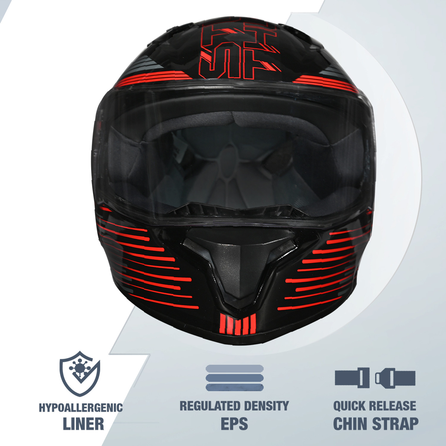 Image of STUDDS Thunder D11 ISI Certified Full Face Graphic with Clear Visor Motorbike Helmet