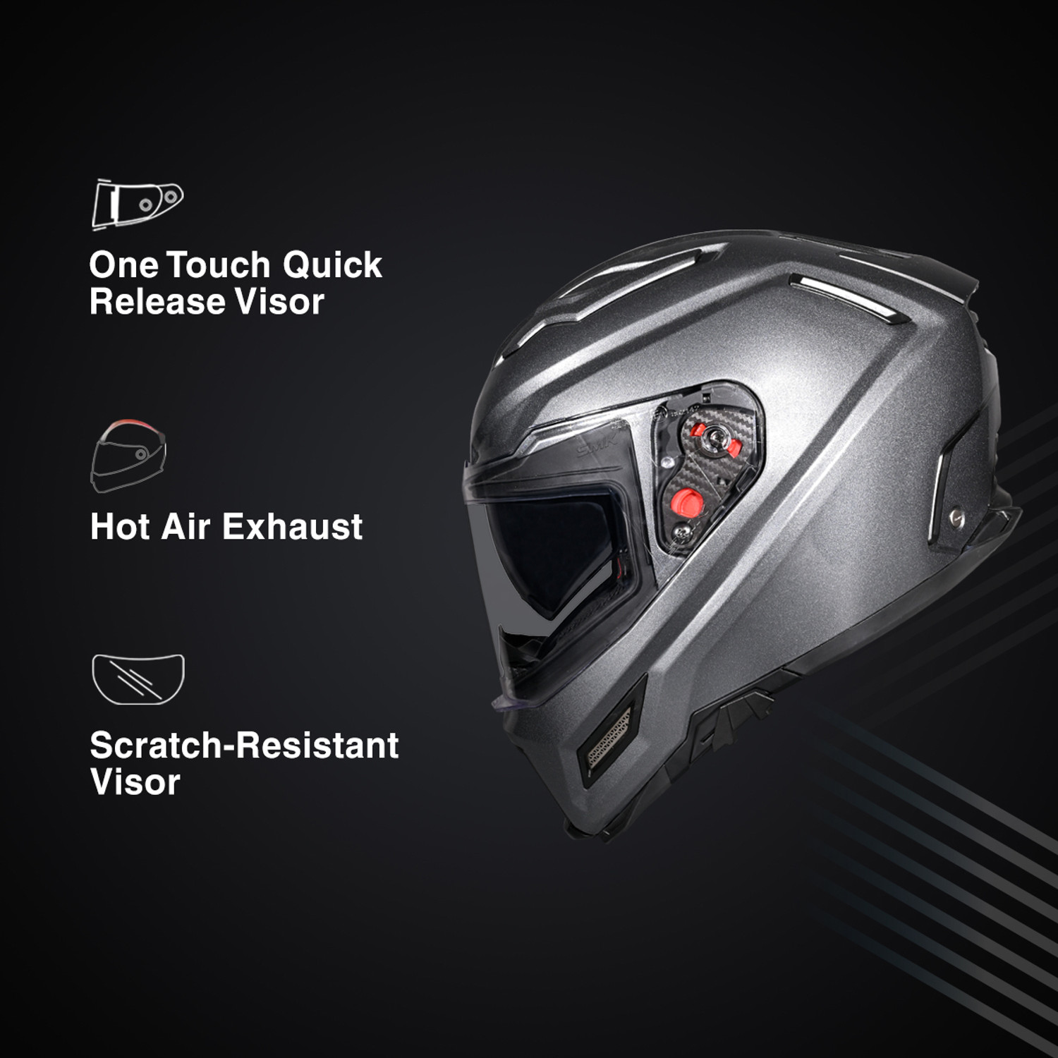 Image of SMK AGNAR SOLID ISI, DOT & ECE 06 Certified Helmet with Dual Visor Motorbike Helmet