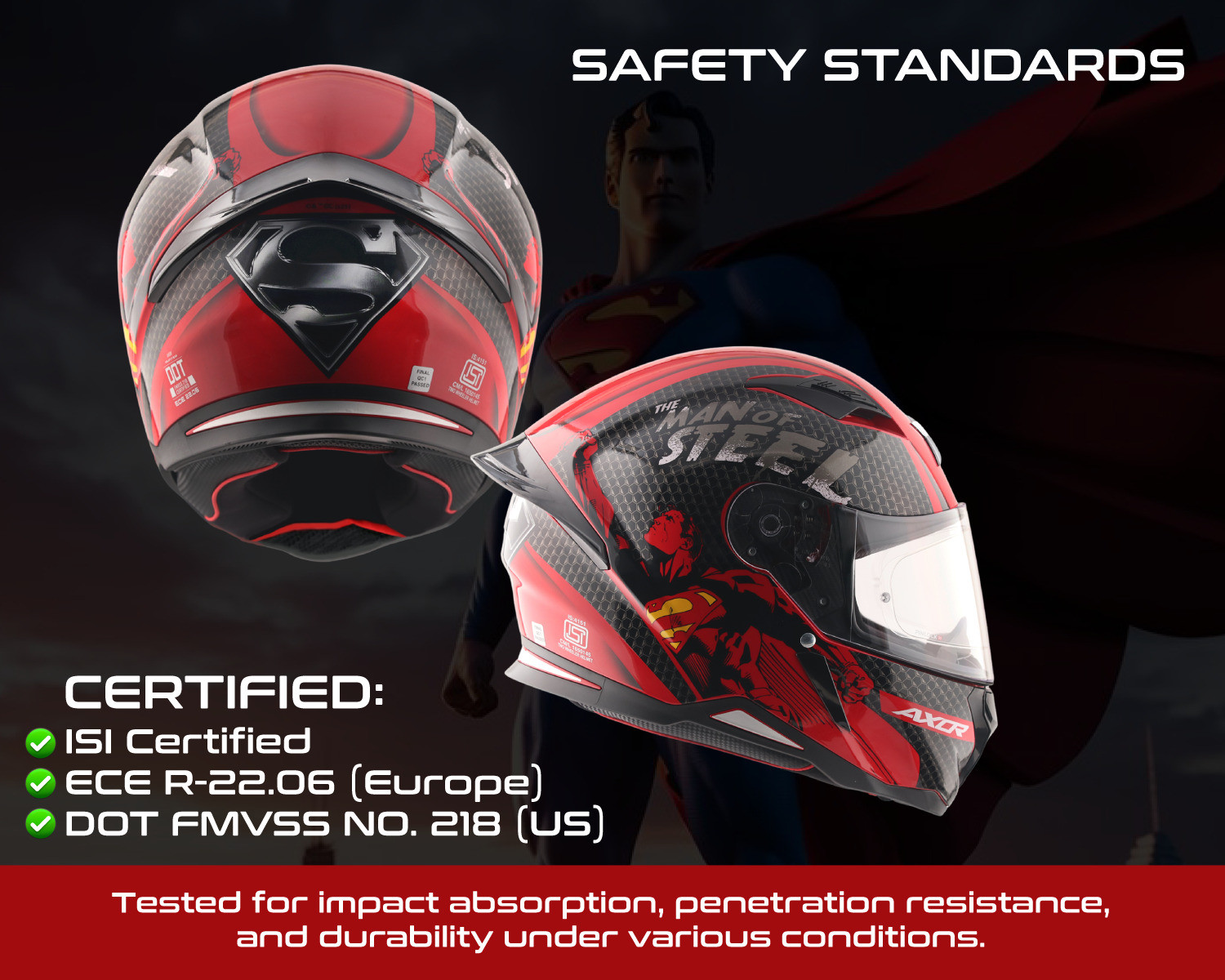 Image of Axor Hunter DC Superman Motorbike Helmet