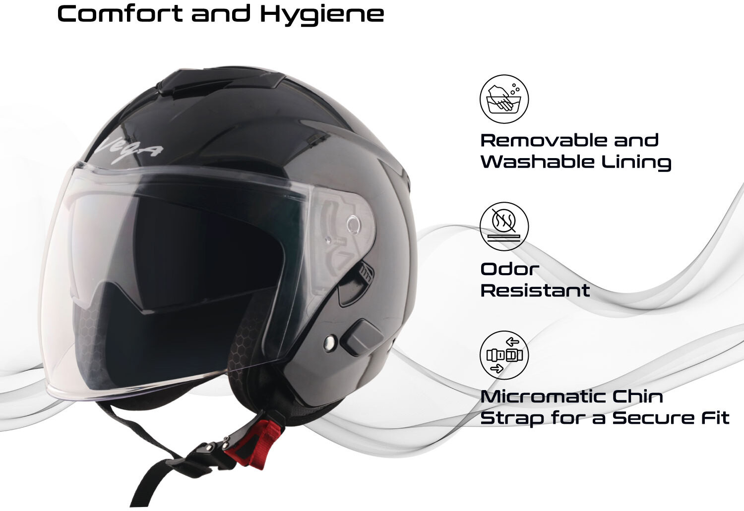 Image of VEGA VO-04 Punch DV Face Helmet-Black-M Motorbike Helmet