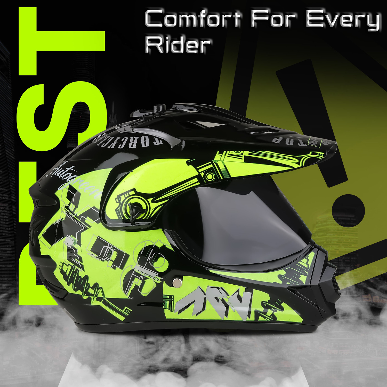 Image of Agx Autogreen X8 Extreme With Polycarbonate Visor Unisex Helmet Motorbike Helmet