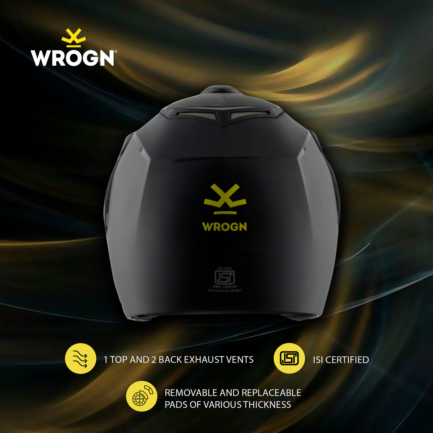 Image of WROGN Rogue Motorbike Helmet (Black Yellow)