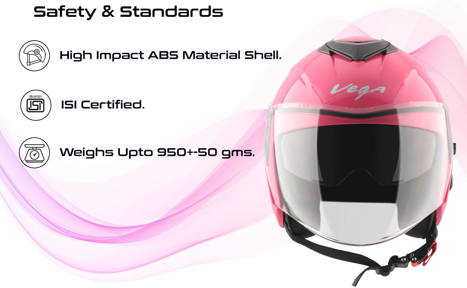 Image of VEGA VO-04 Punch DV Open Face Helmet-Pink-M Motorbike Helmet
