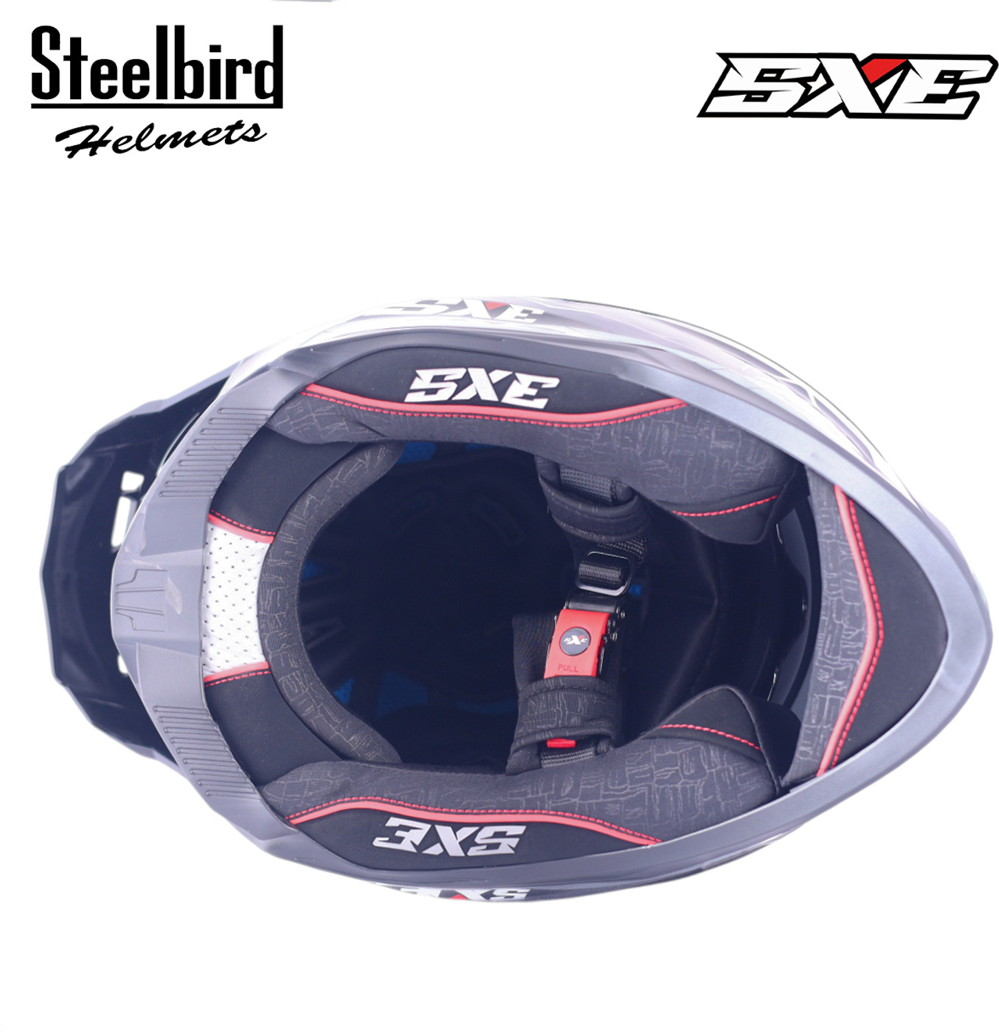 Image of Steelbird Air SBH-61 ISS SXE RACE-X TPE EDITION Glossy Black Orange Full Face Motorsports Helmet