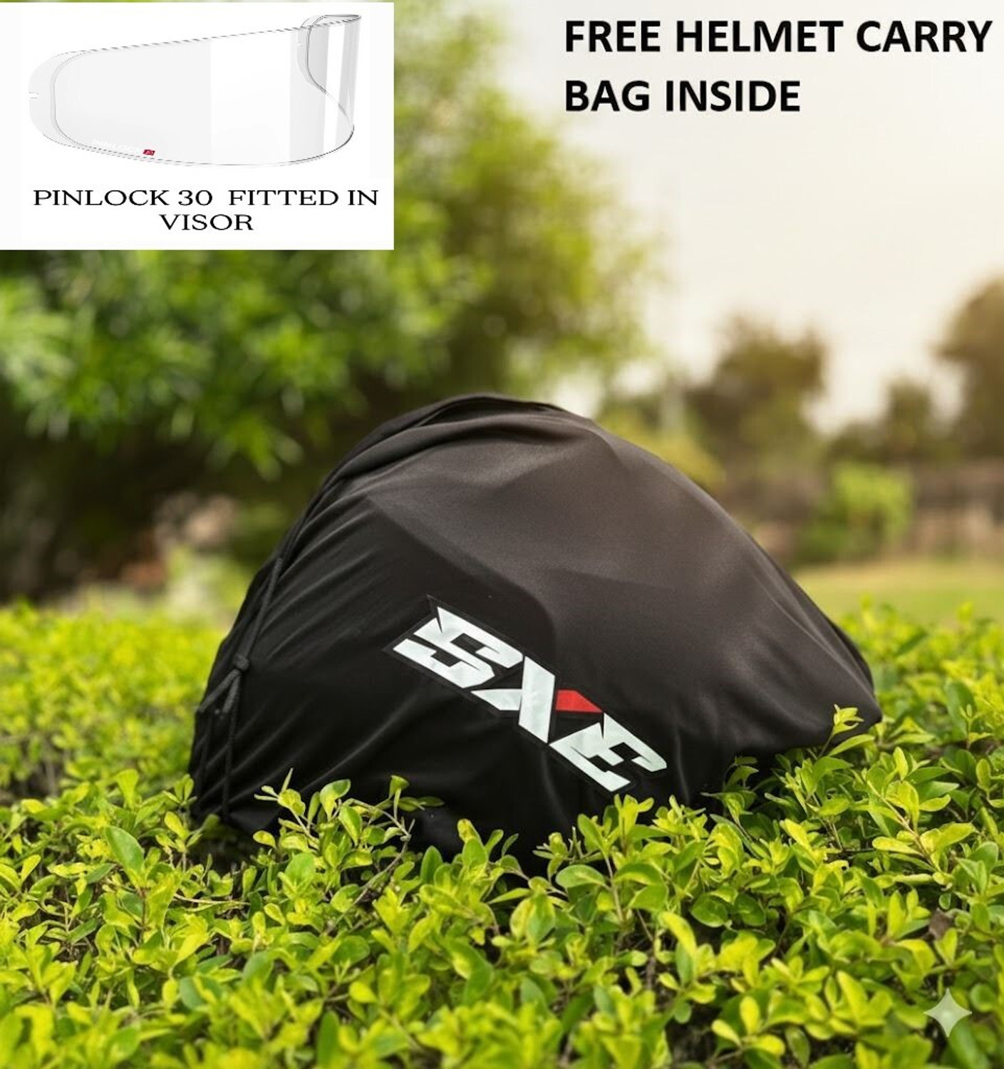 Image of Steelbird Air SBH-61 ISS SXE RACE-X Glossy Black Blue Full Face AFS EDITION With ANTIFOG 580MM Motorsports Helmet