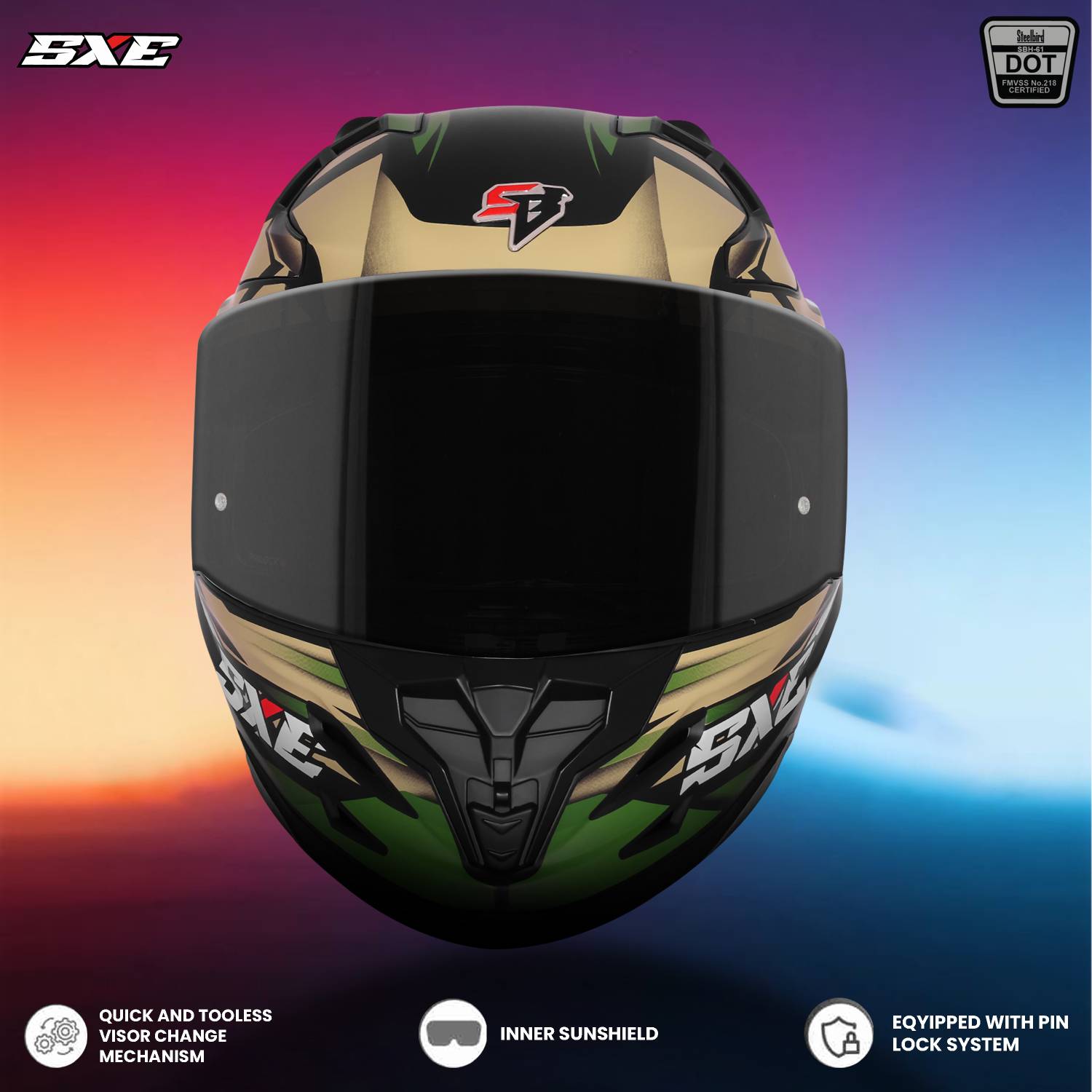 Steelbird SBH 61 SXE X4 Full Face Motorbike Helmet - Image 5