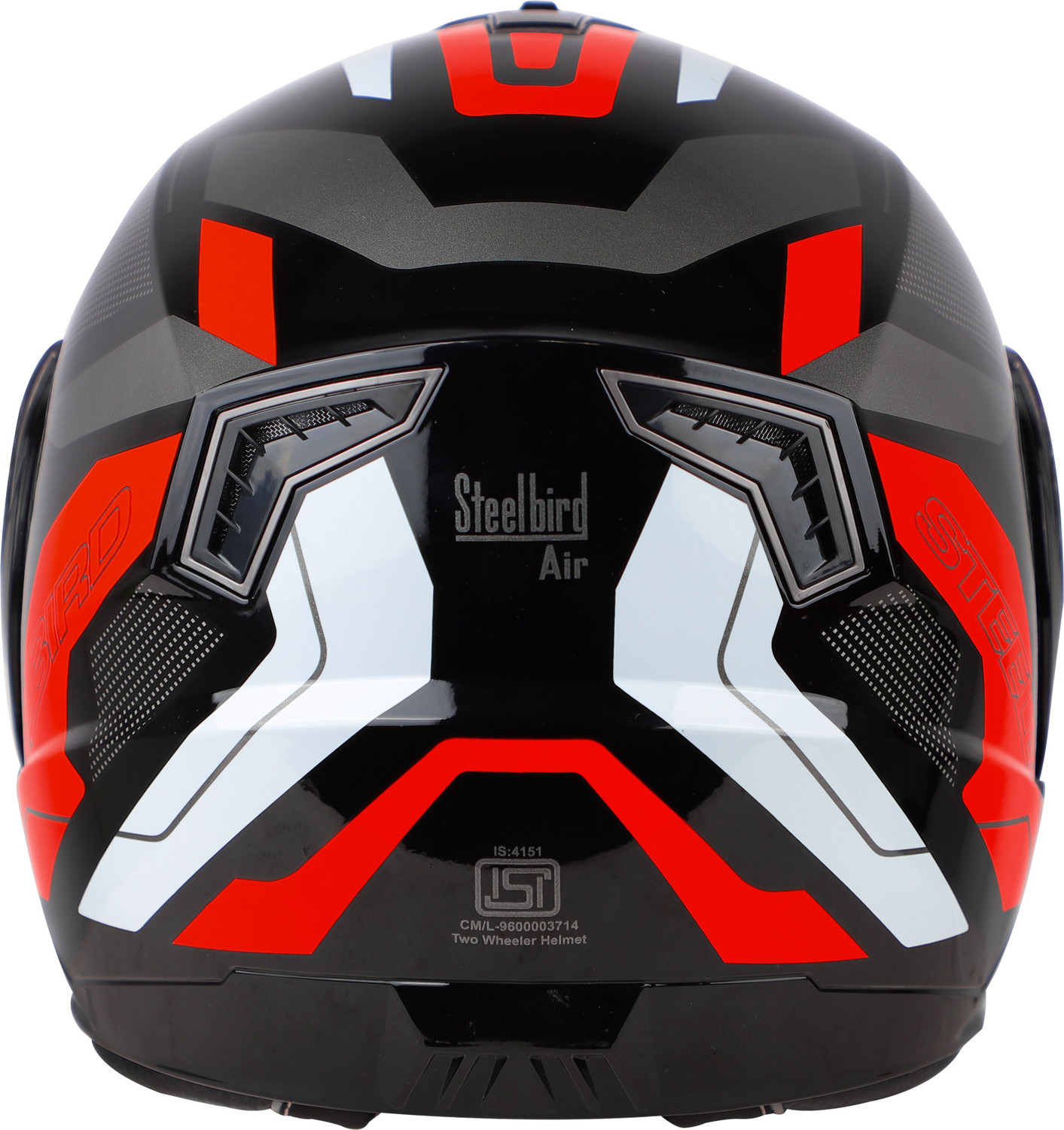 Image of Steelbird Air SBA-7 ISS ROAD GLOSSY BLACK RED XL SIZE 620MM FLIP UP Motorbike Helmet
