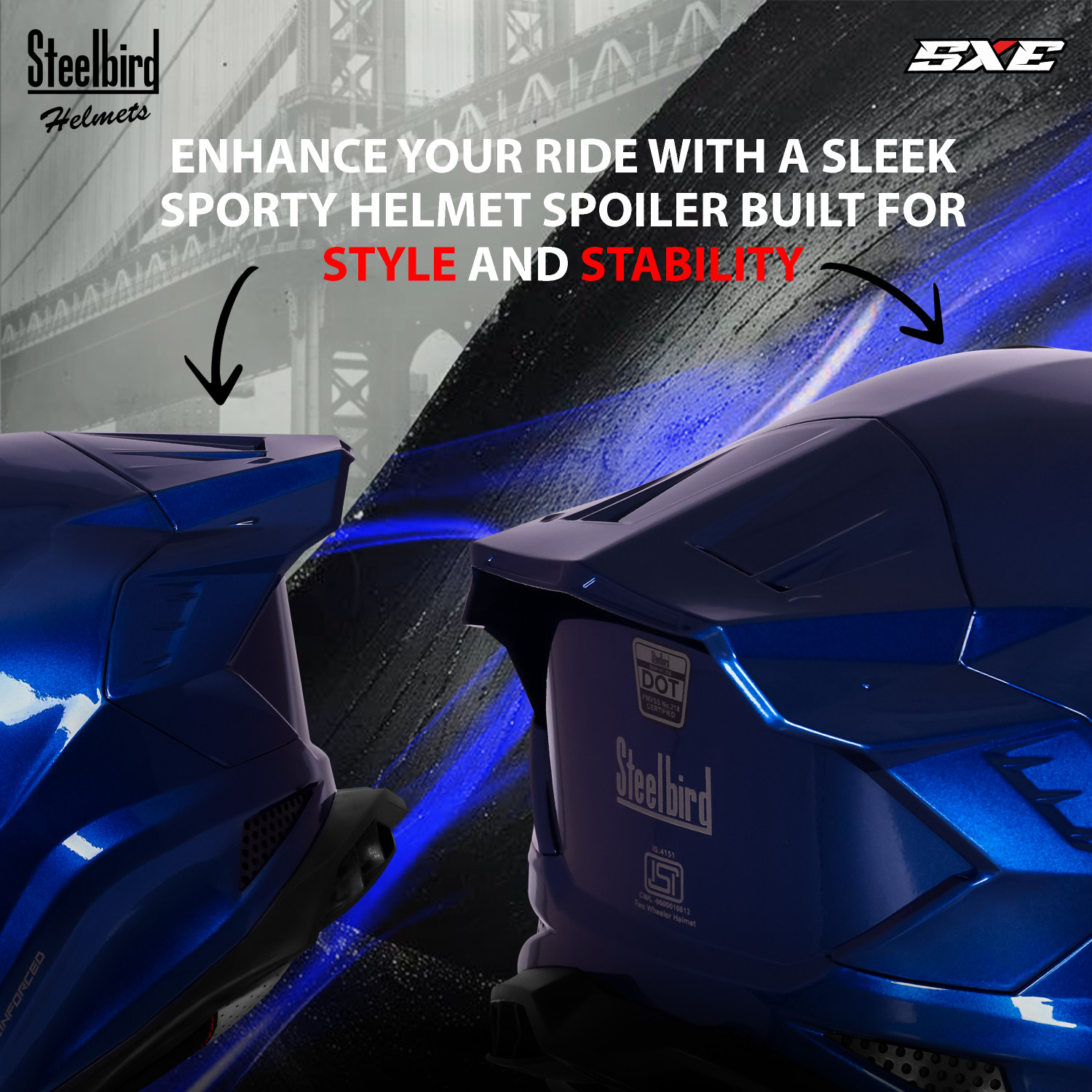 Image of Steelbird SBH 61 SXE ISI and Dot Certified Full Face Motorbike Helmet