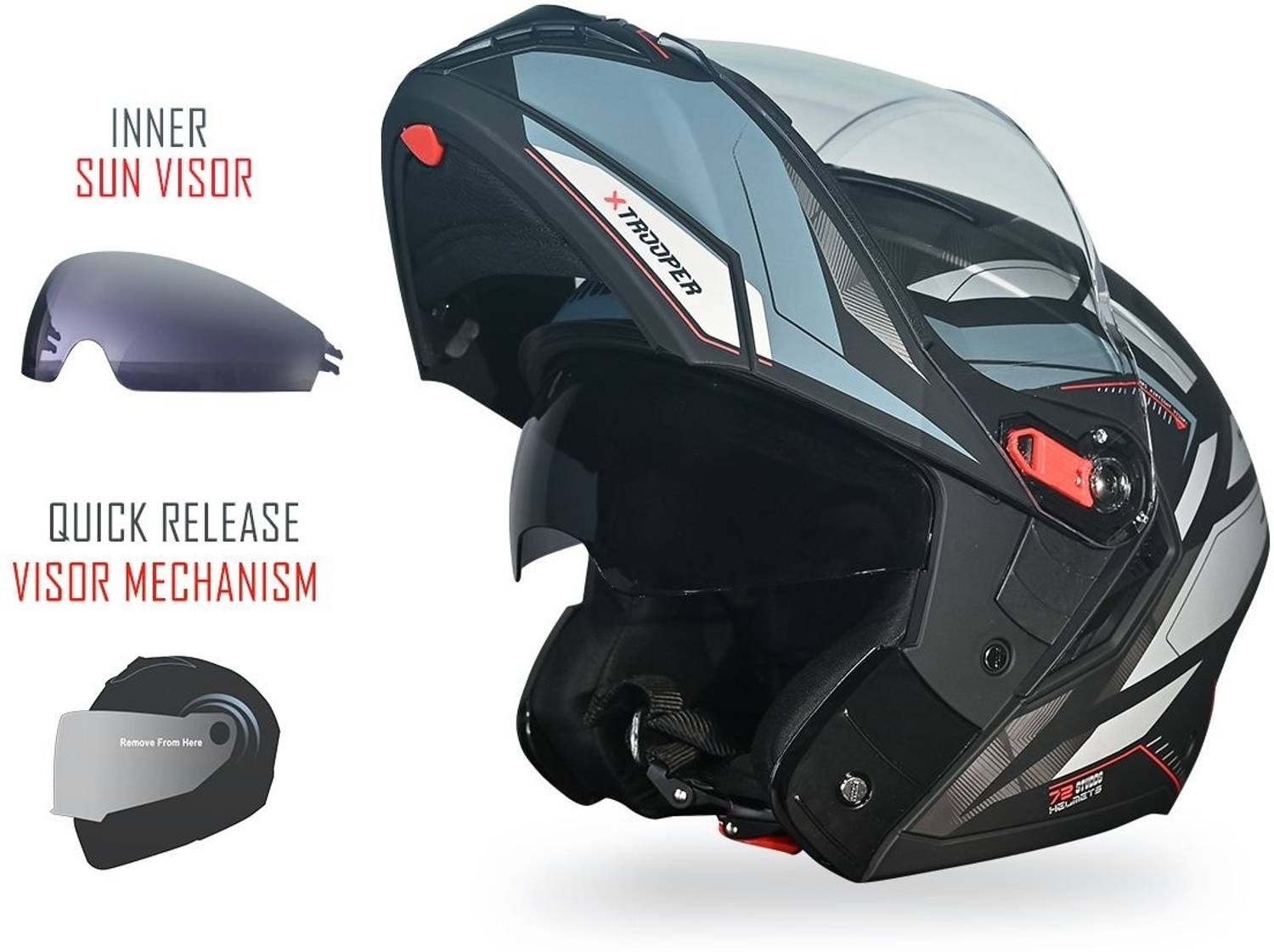 STUDDS Trooper D2 Motorbike Helmet Black - Image 2