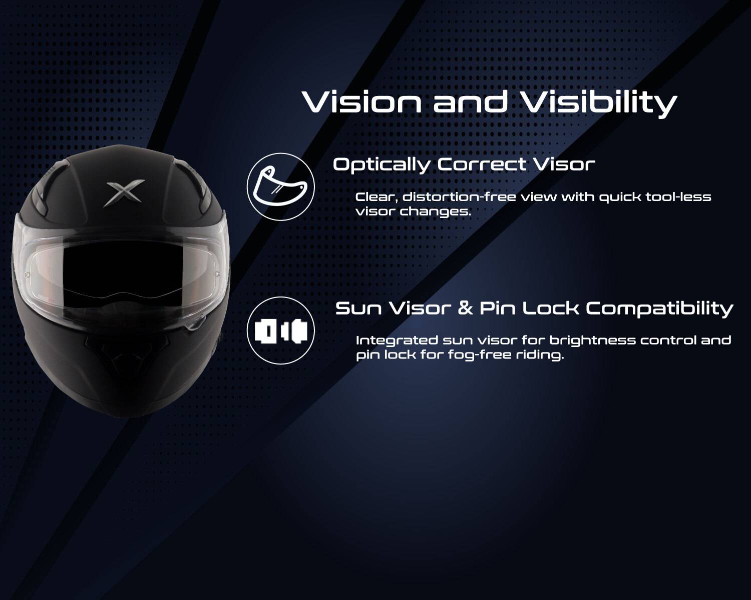 Axor Apex Solid Motorbike Helmet Black - Image 4